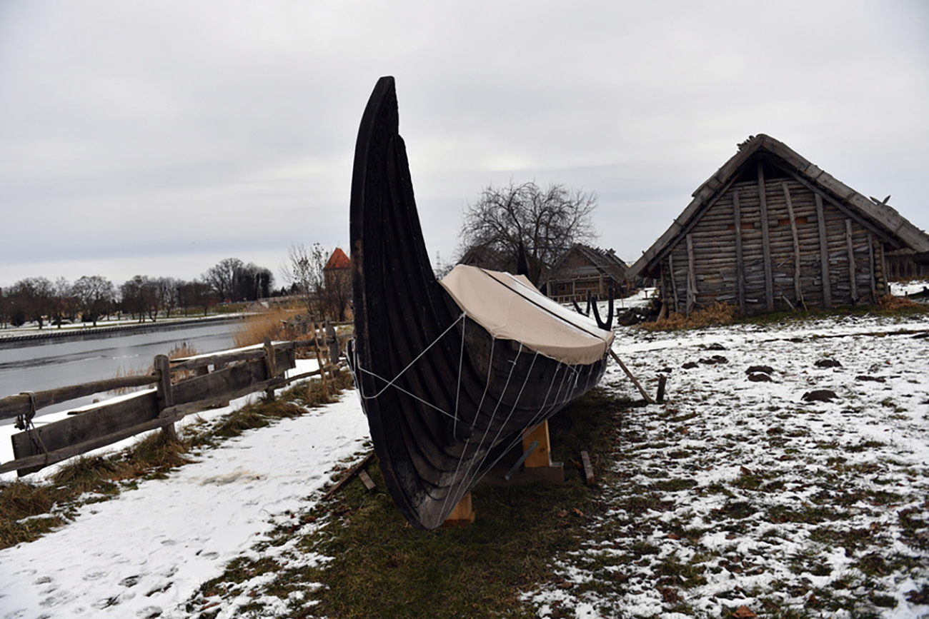 epa08993603 A boat in traditional wood plank style is presented at the Slavs and Vikingsâ€™ Center on the Wolin island, northwestern Poland, 07 February 2021. Visitors at the Slavs and Vikings' Center can learn about how people lived and worked in the European Middle Ages from the 8th to the 10th century. A yearly three-days festival in Wolin, located on the island in the Baltic Sea off the Polish coast, celebrates the Slavic and Viking culture with medieval contests, battle simulations, historic weapon shows and markets. This year's 'Festival of Slavs and Vikings' at Jomsburg Center in Wolin is planned to be held from 30 July to 01 August 2021, if the pandemic situation allows, they said on their website.  EPA
