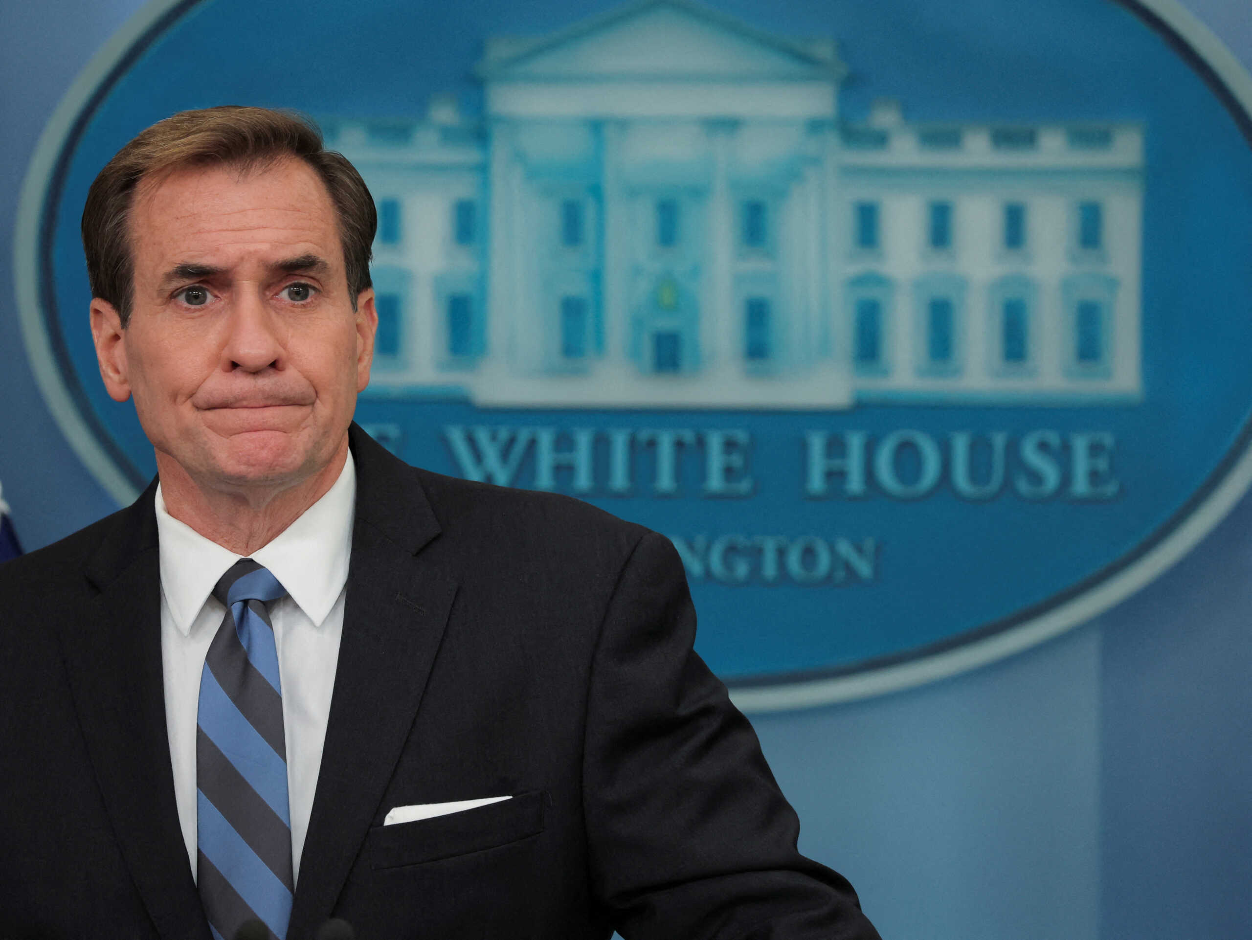 U.S. White House National Security Council Coordinator for Strategic Communications John Kirby pauses as he answers questions about the conviction and sentencing of American WNBA basketball player Brittney Griner in a Russian court for drug smuggling, during a news briefing at the White House in Washington, U.S. August 4, 2022.  REUTERS