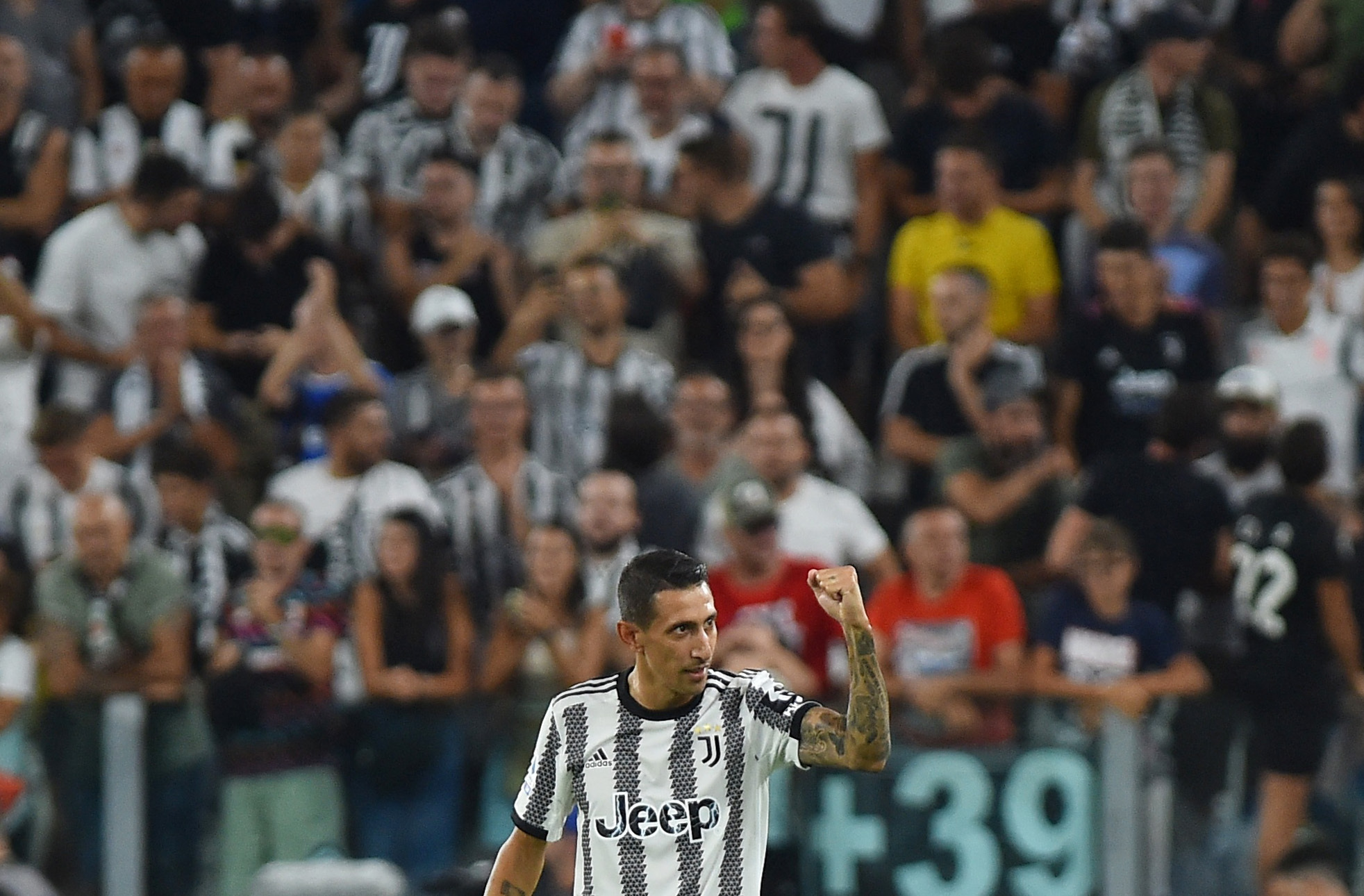 Soccer Football - Serie A - Juventus v U.S. Sassuolo - Allianz Stadium, Turin, Italy - August 15, 2022 Juventus' Angel Di Maria celebrates scoring their first goal REUTERS