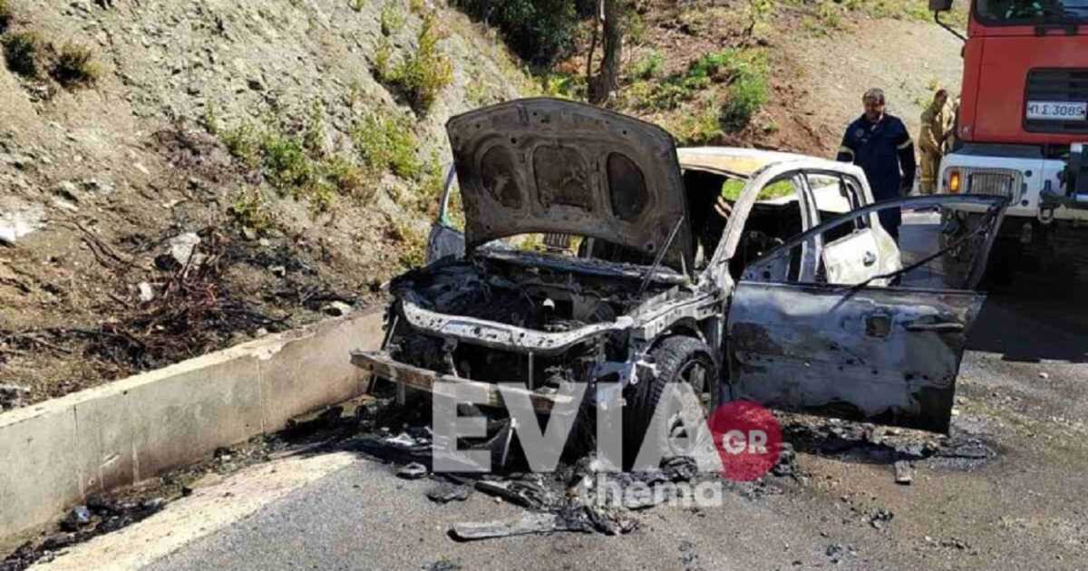 Εύβοια: Όχημα έπιασε φωτιά στην μέση του δρόμου
