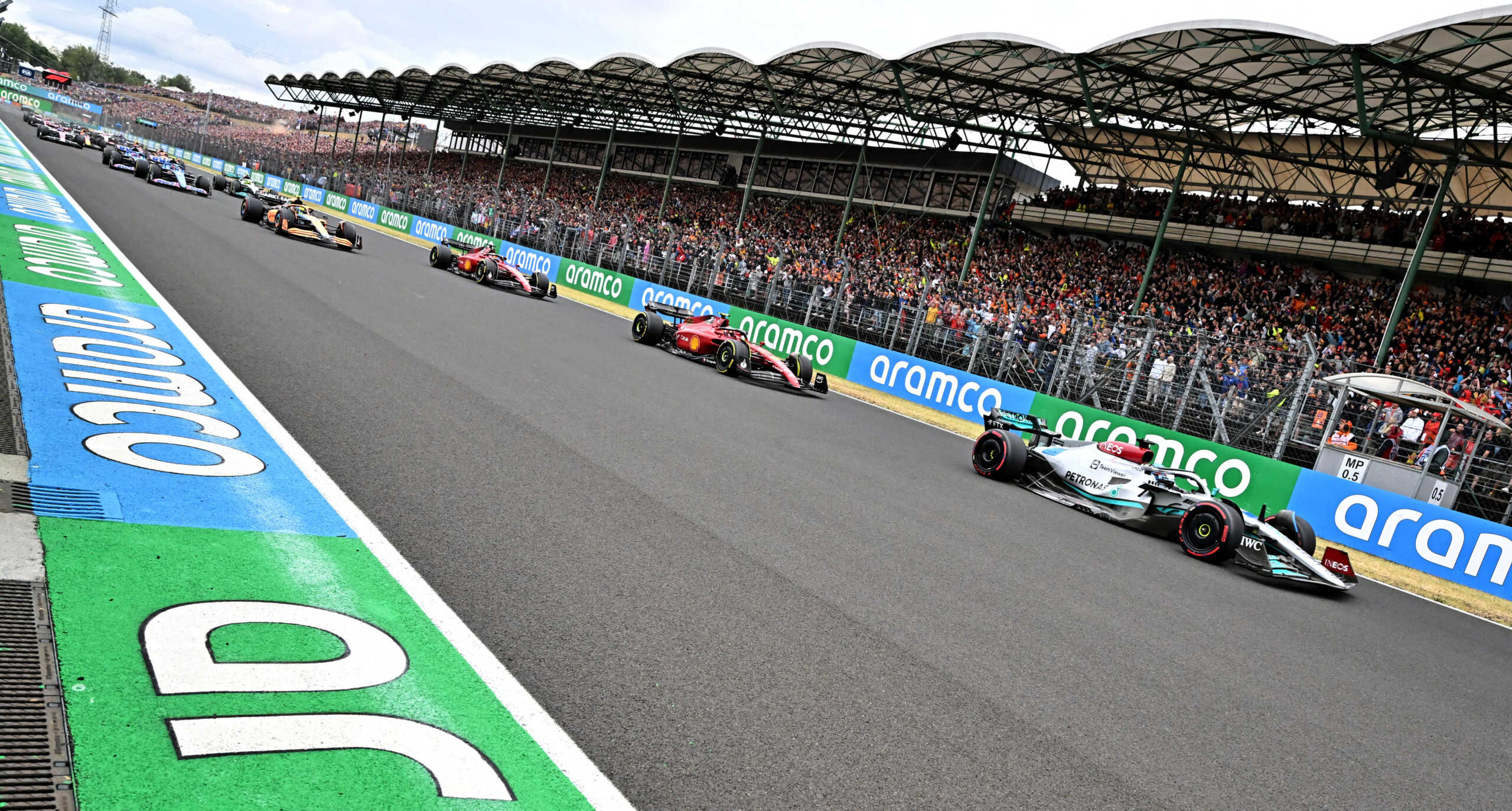 Formula One F1 - Hungarian Grand Prix - Hungaroring, Budapest, Hungary - July 31, 2022 Mercedes' George Russell at the start of the race Pool via REUTERS