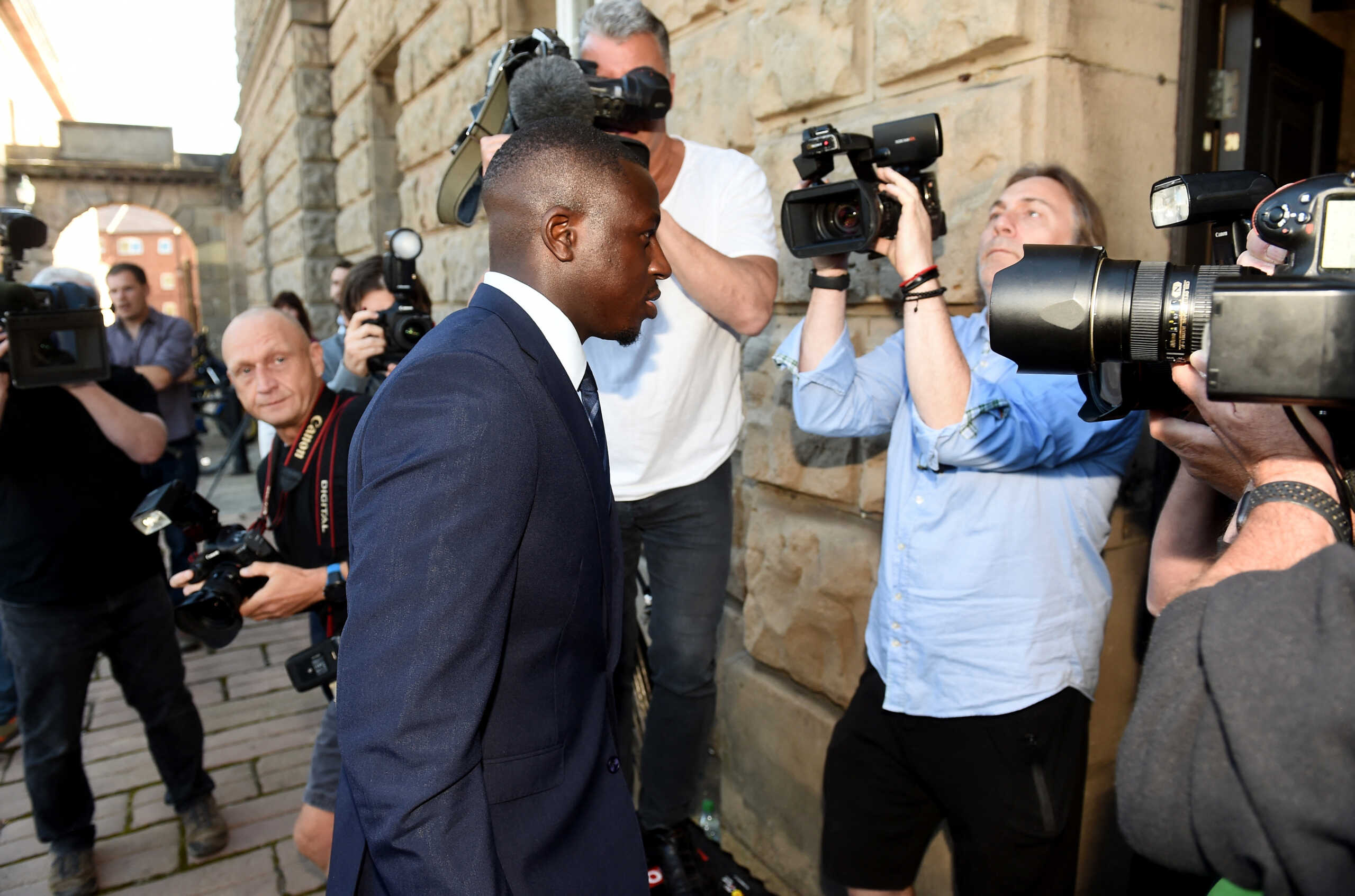 Manchester City's Benjamin Mendy arrives at Chester Crown Court for his trial following allegations of rape and sexual assault, Chester, Britain, August 10, 2022 REUTERS