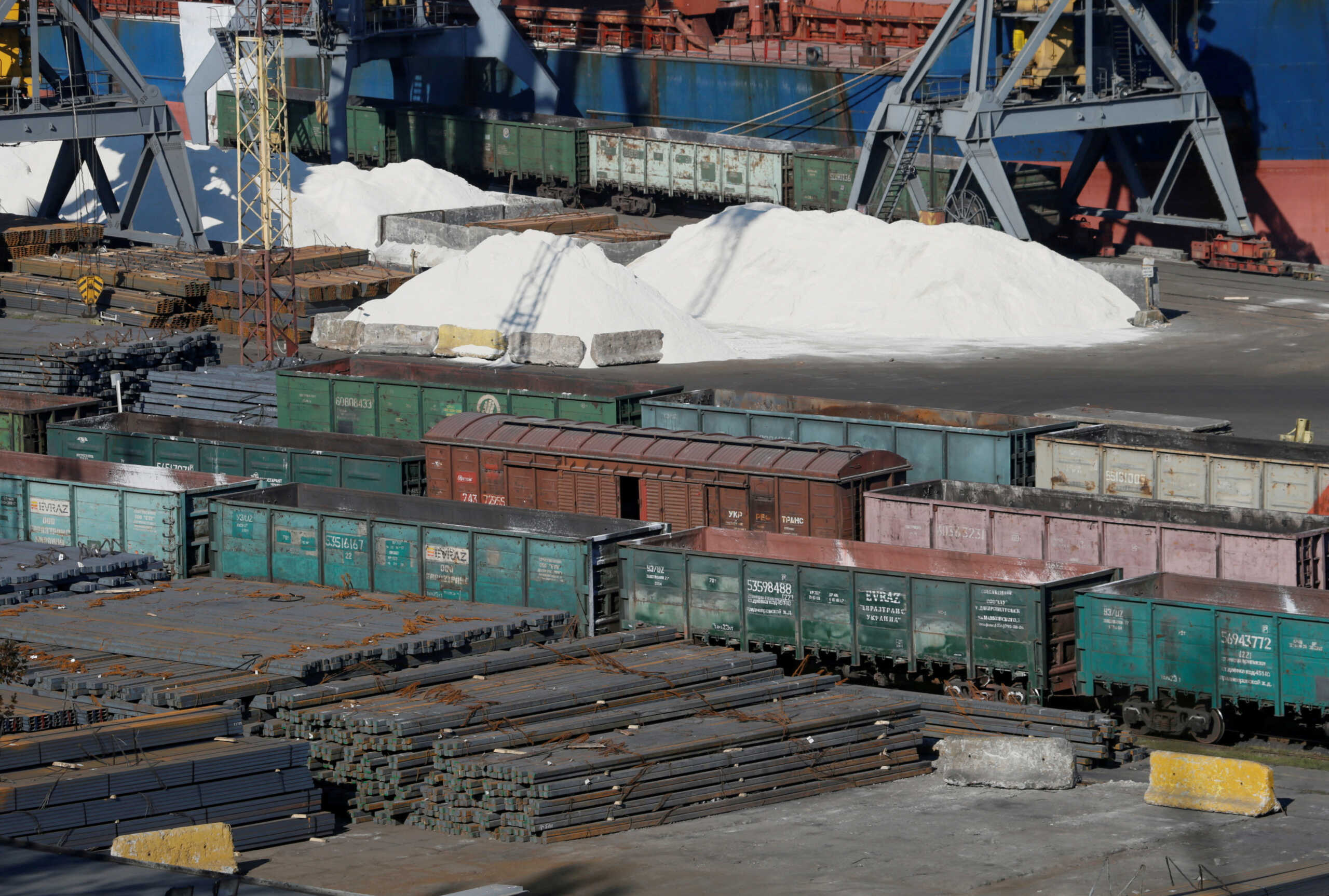 FILE PHOTO: Freight train wagons are seen in the Black sea port of Odessa, Ukraine, November 4, 2016. REUTERS