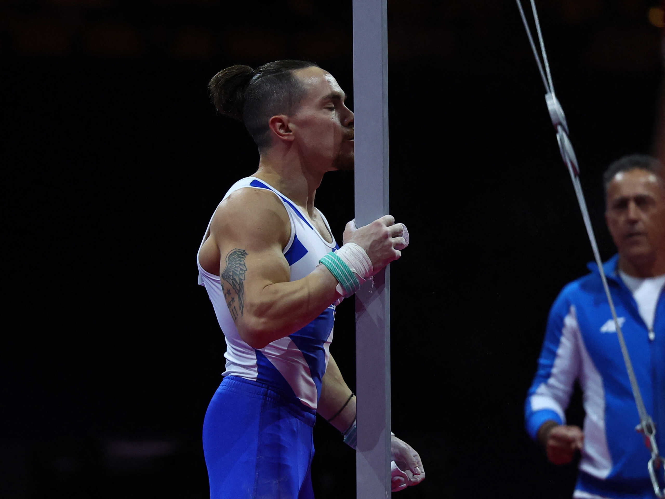 2022 European Championships - Artistic Gymnastics - Olympiahalle, Munich, Germany - August 21, 2022 Greece's Aleftherios Petrounias reacts during the Men's Rings Final REUTERS