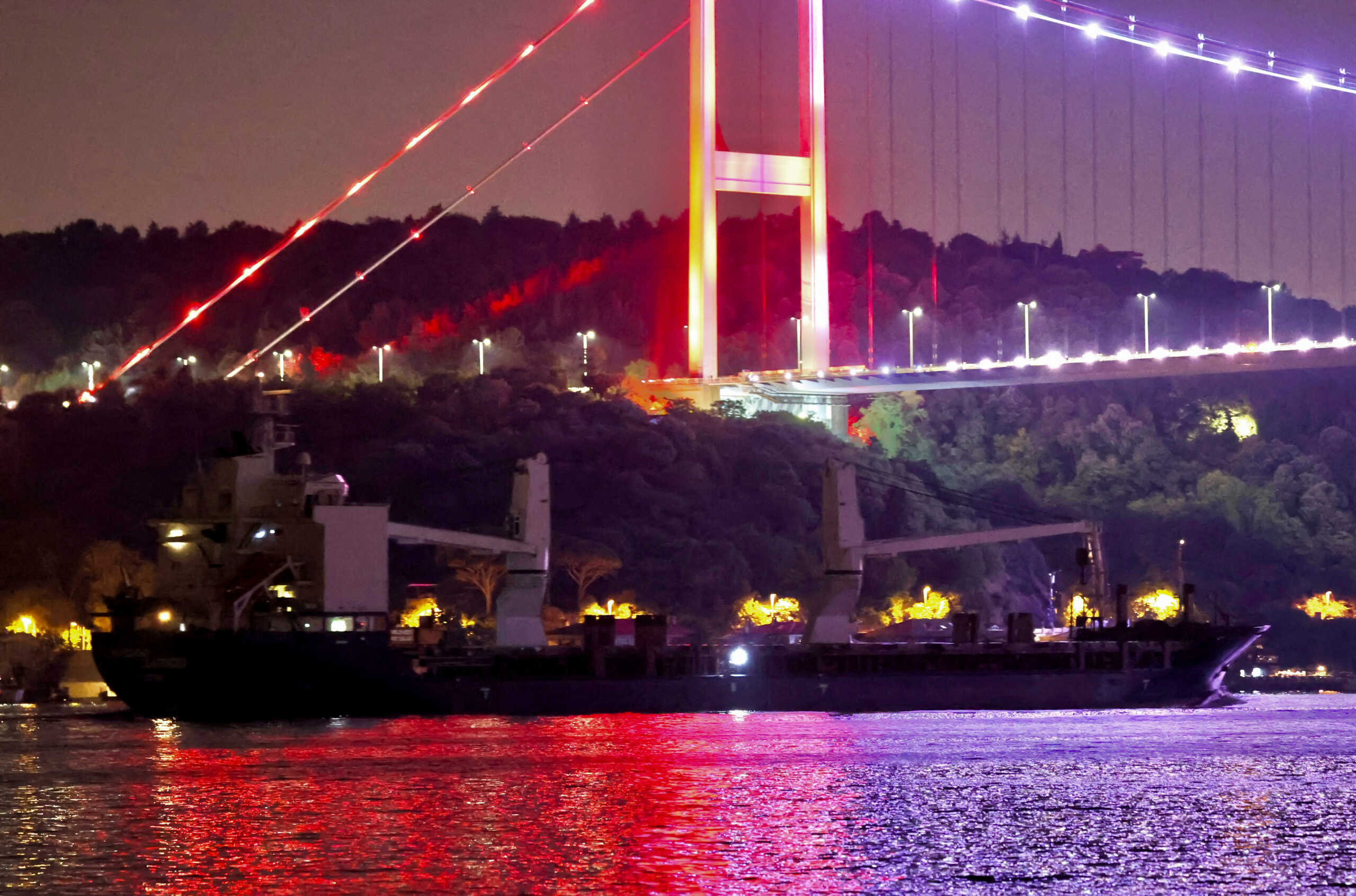 Syrian-flagged cargo ship Laodicea transits Bosphorus enroute to the Mediterranean Sea, in Istanbul, Turkey July 23, 2022. REUTERS