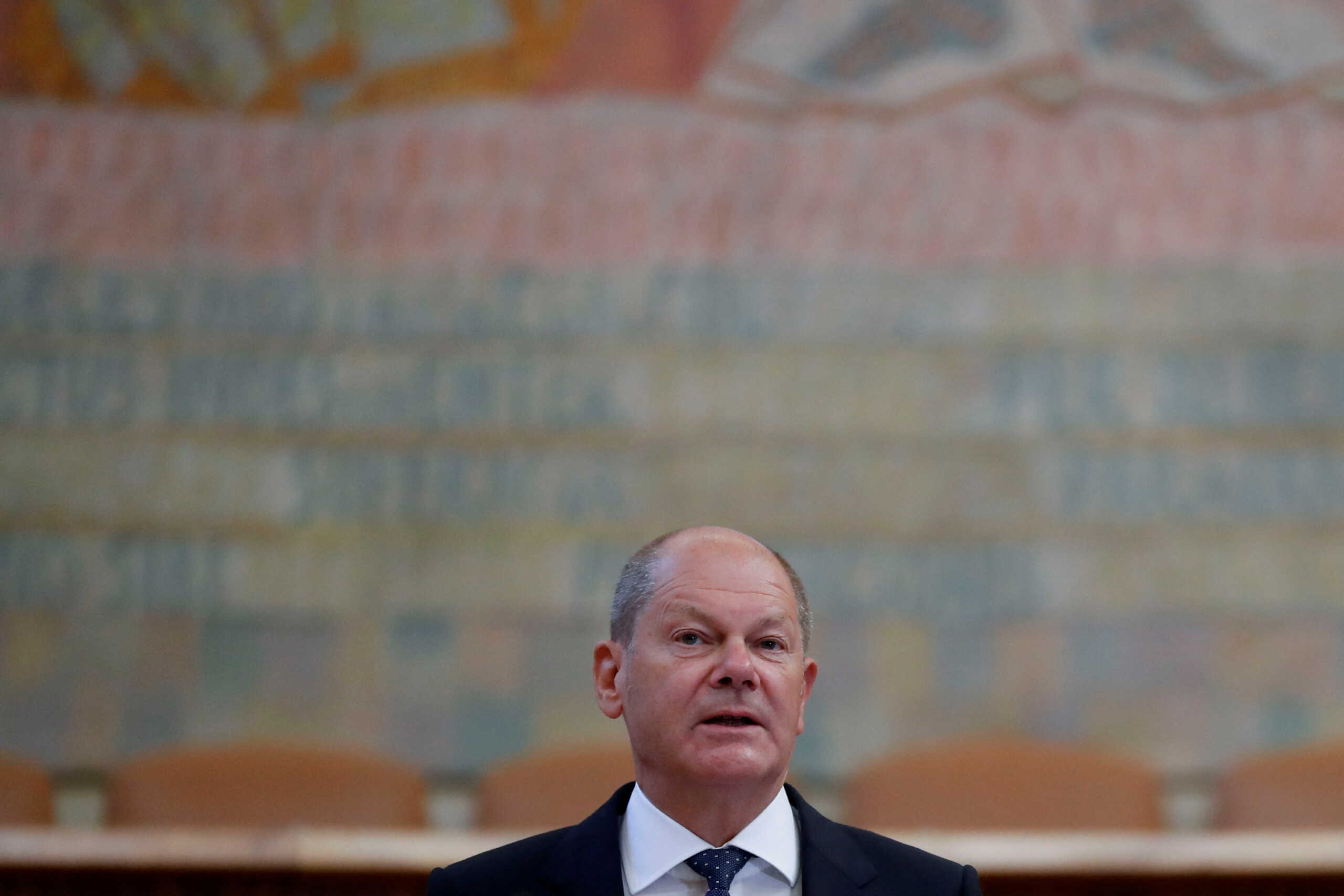 German Chancellor Olaf Scholz gives a lecture at Charles University in Prague, Czech Republic, August 29, 2022. REUTERS