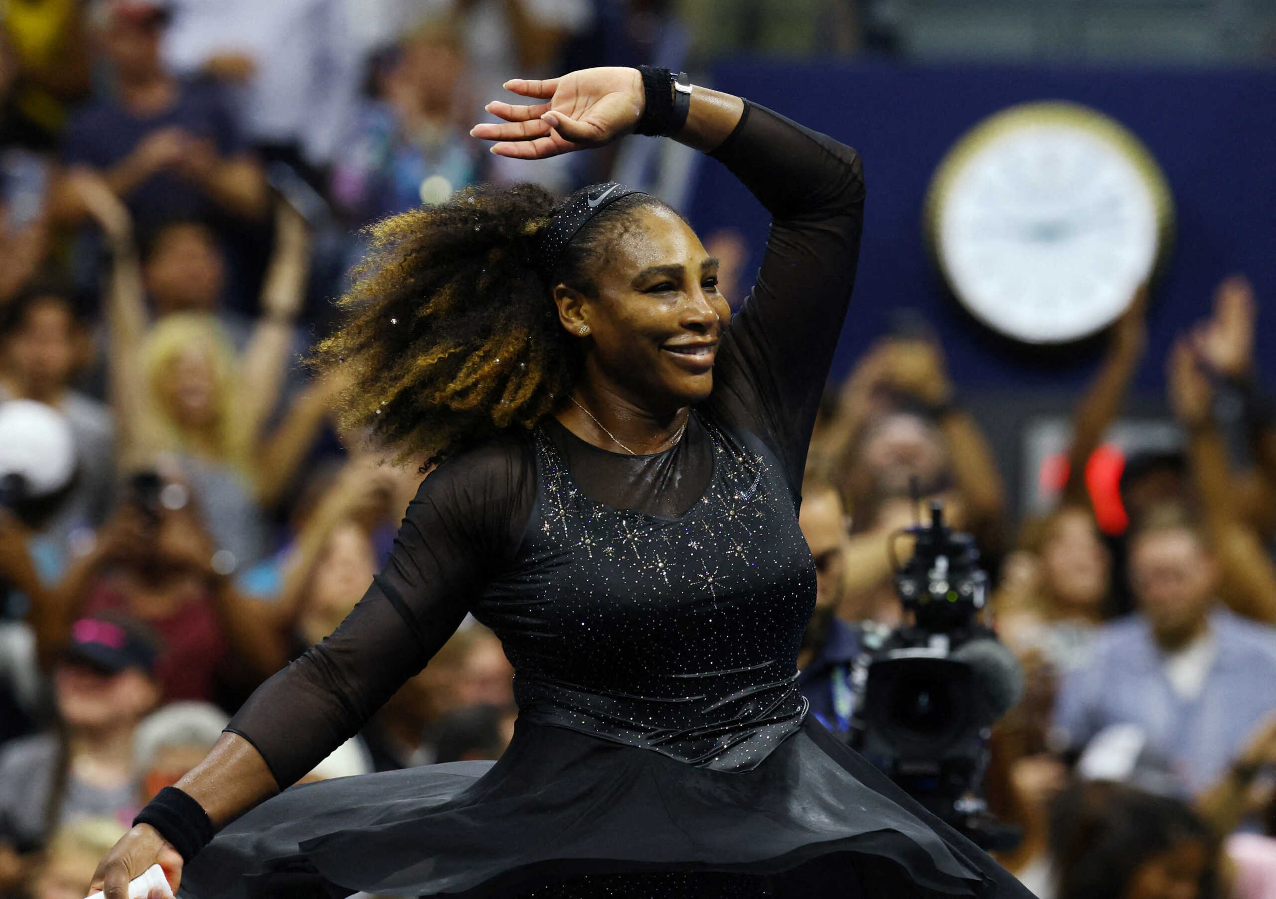 Tennis - U.S. Open - Flushing Meadows, New York, United States - August 29, 2022 Serena Williams of the U.S. celebrates winning her first round match against Montenegro's Danka Kovinic REUTERS