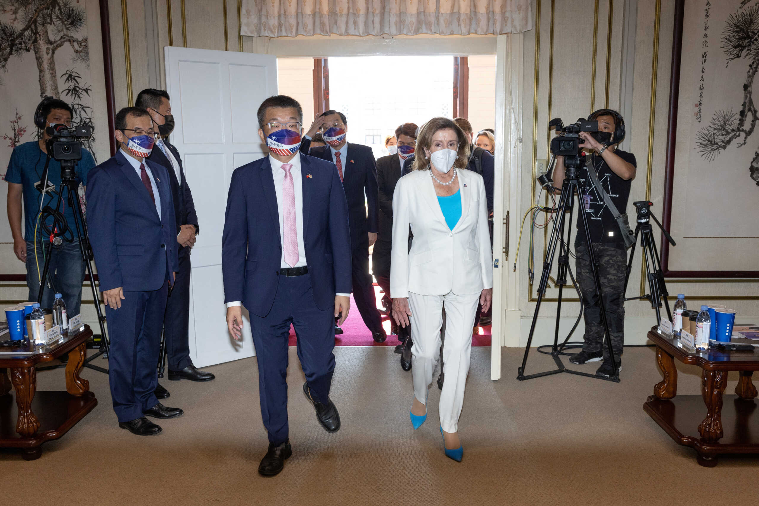 U.S. House of Representatives Speaker Nancy Pelosi arrives for a meeting with Legislative Yuan Vice President Tsai Chi-chang at the parliament in Taipei, Taiwan August 3, 2022. Central News Agency
