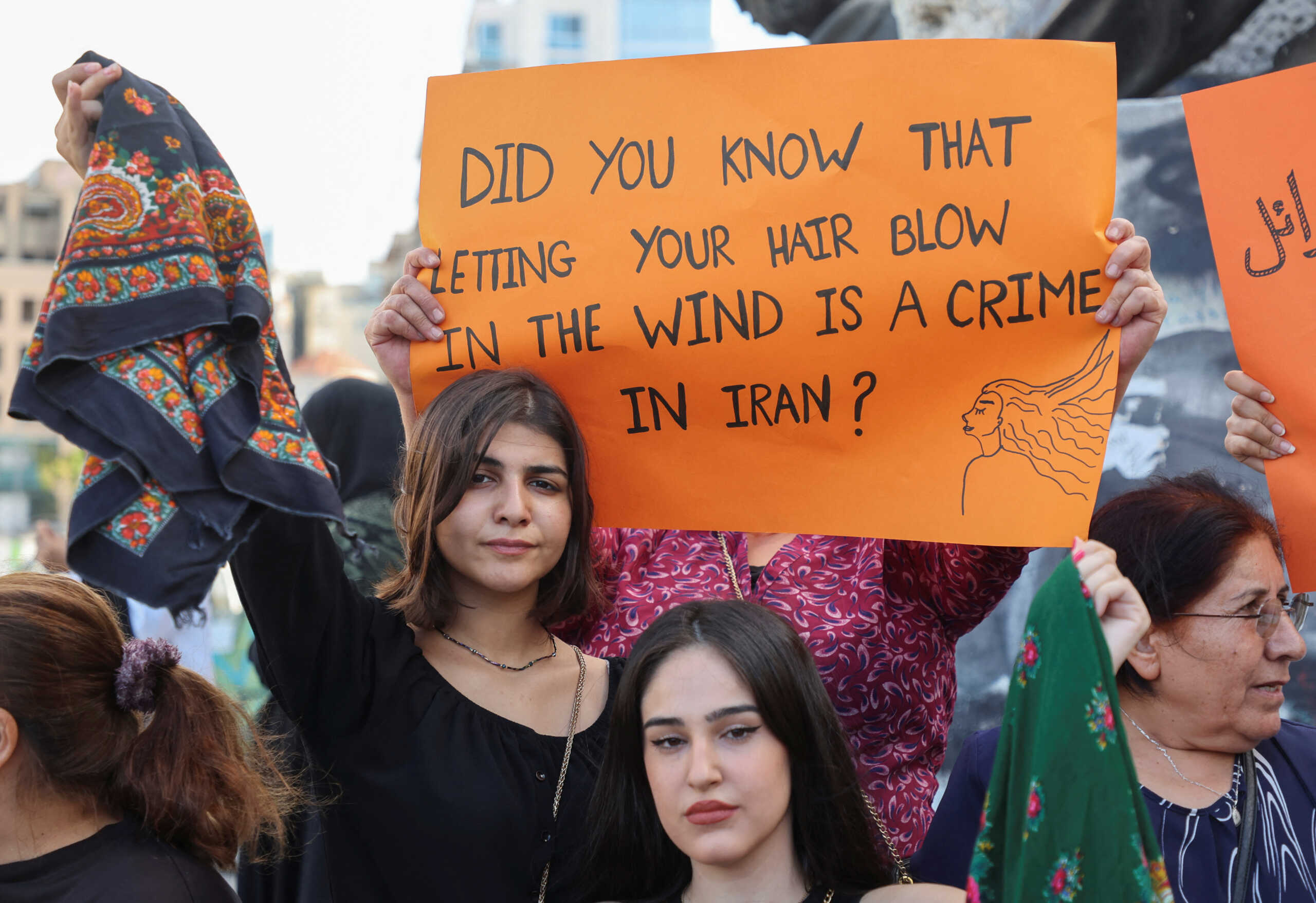 Women take part in a sit-in following the death of Mahsa Amini, at Martyrs' Square in Beirut, Lebanon September 21, 2022. REUTERS
