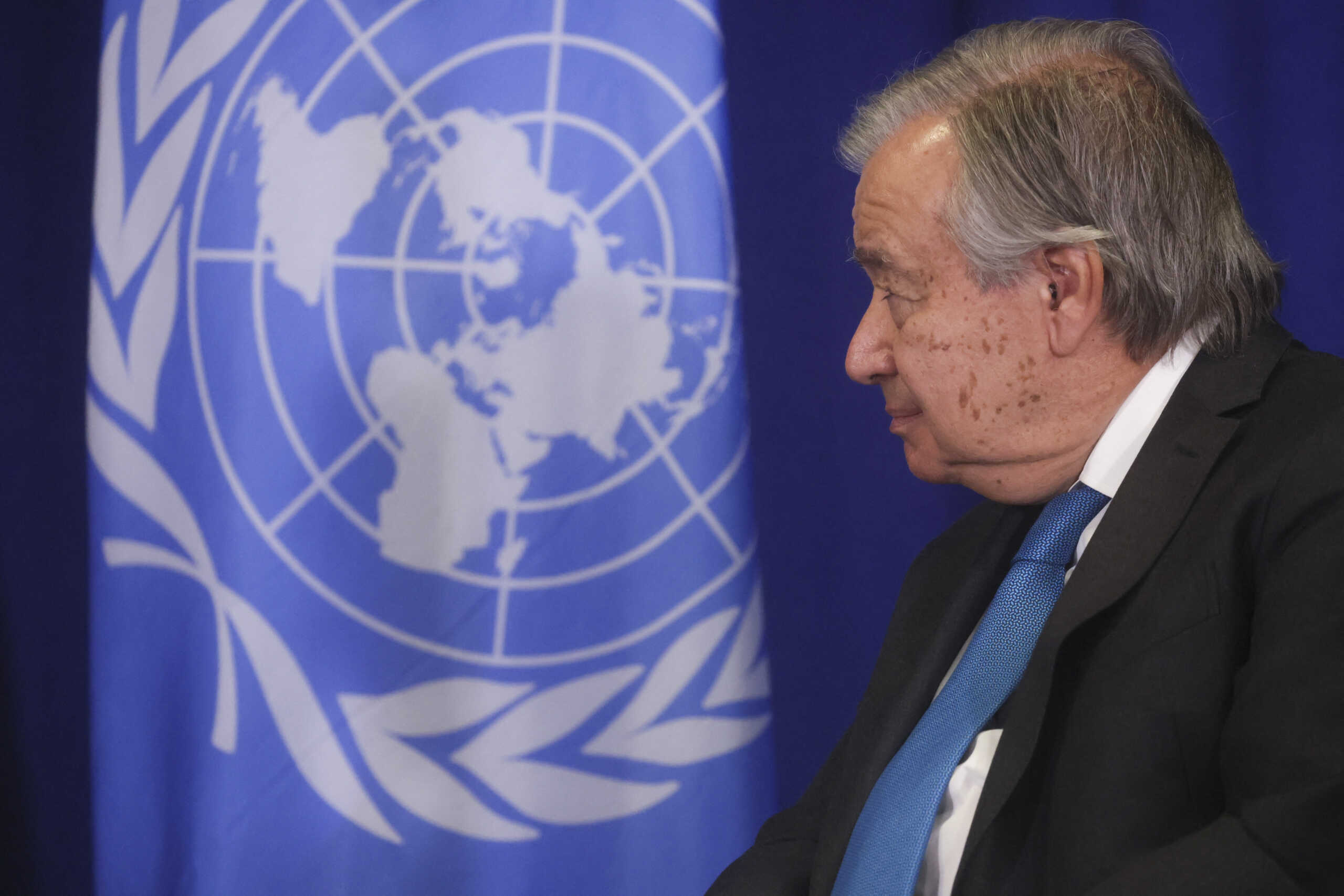United Nations Secretary-General Antonio Guterres listens during a bilateral meeting with U.S. President Joe Biden after Biden's address to the 77th Session of the United Nations General Assembly at U.N. Headquarters in New York City, U.S., September 21, 2022. REUTERS