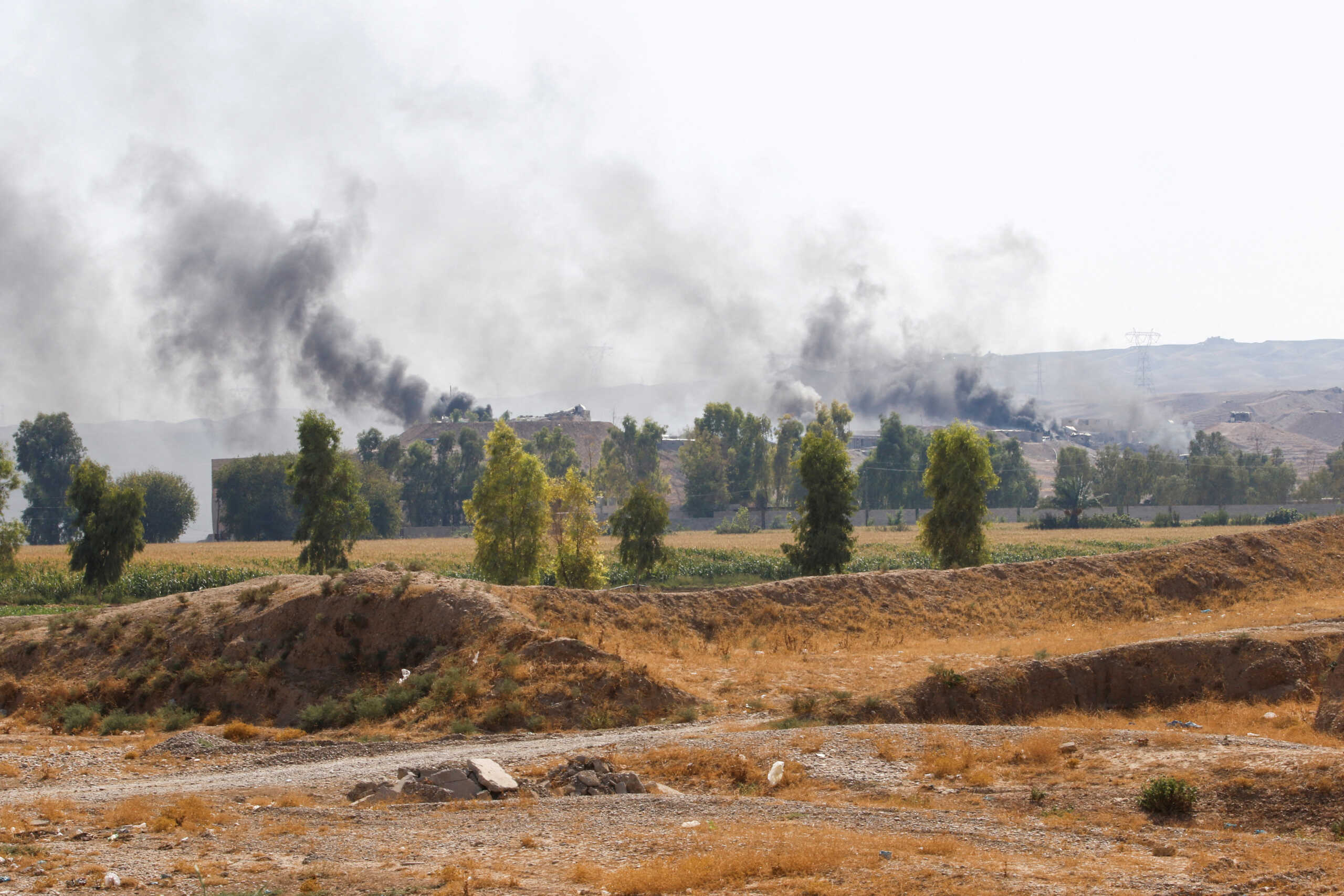 Smoke rises from the Iraqi Kurdistan headquarters of the Kurdistan Freedom Party (PAK), after Iran's Revolutionary Guards' strike on the outskirts of Kirkuk, Iraq September 28, 2022. REUTERS