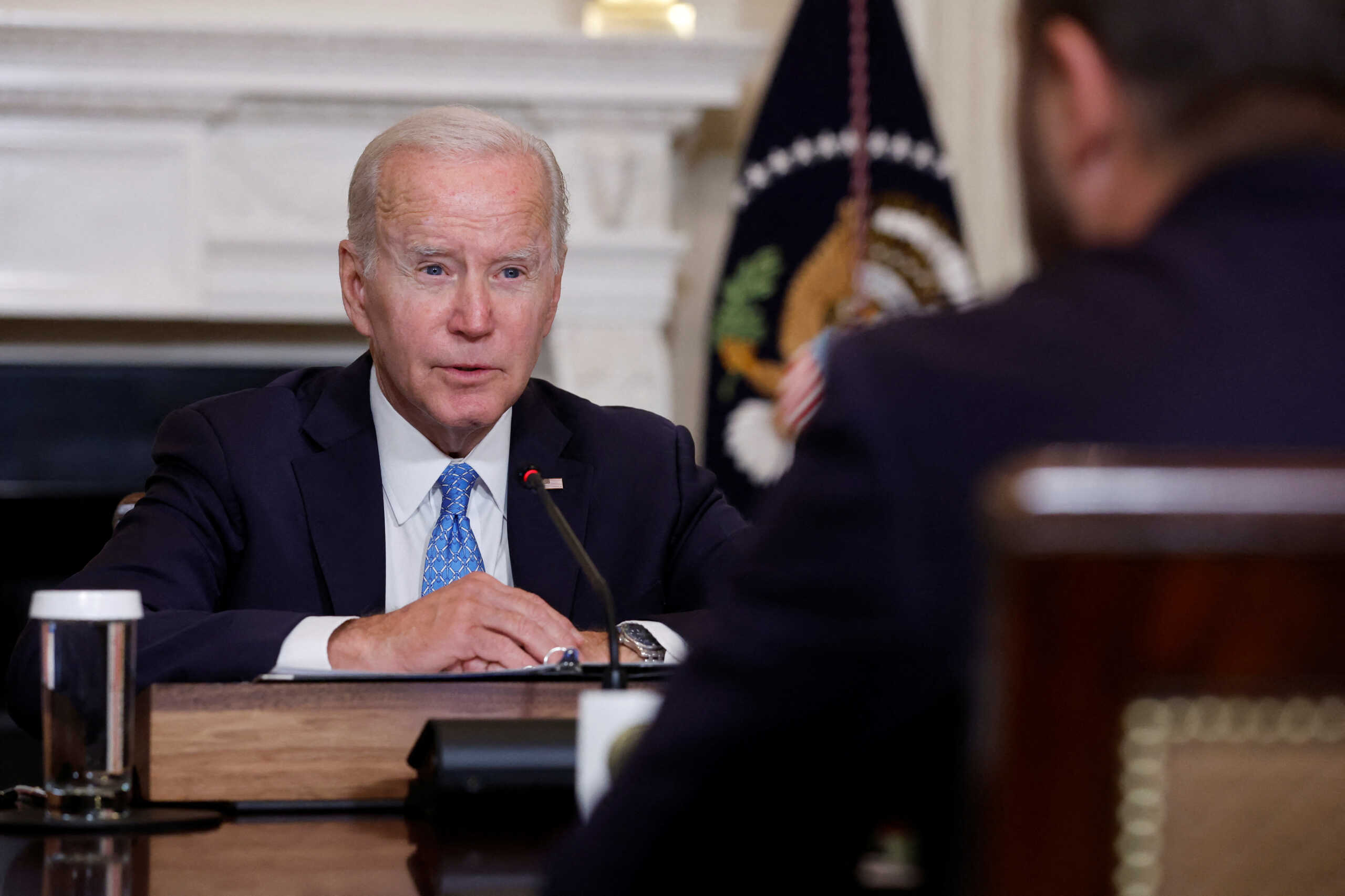 U.S. President Joe Biden delivers remarks at a meeting of the White House Competition Council in the State Dining Room of the White House in Washington, U.S. September 26, 2022.  REUTERS