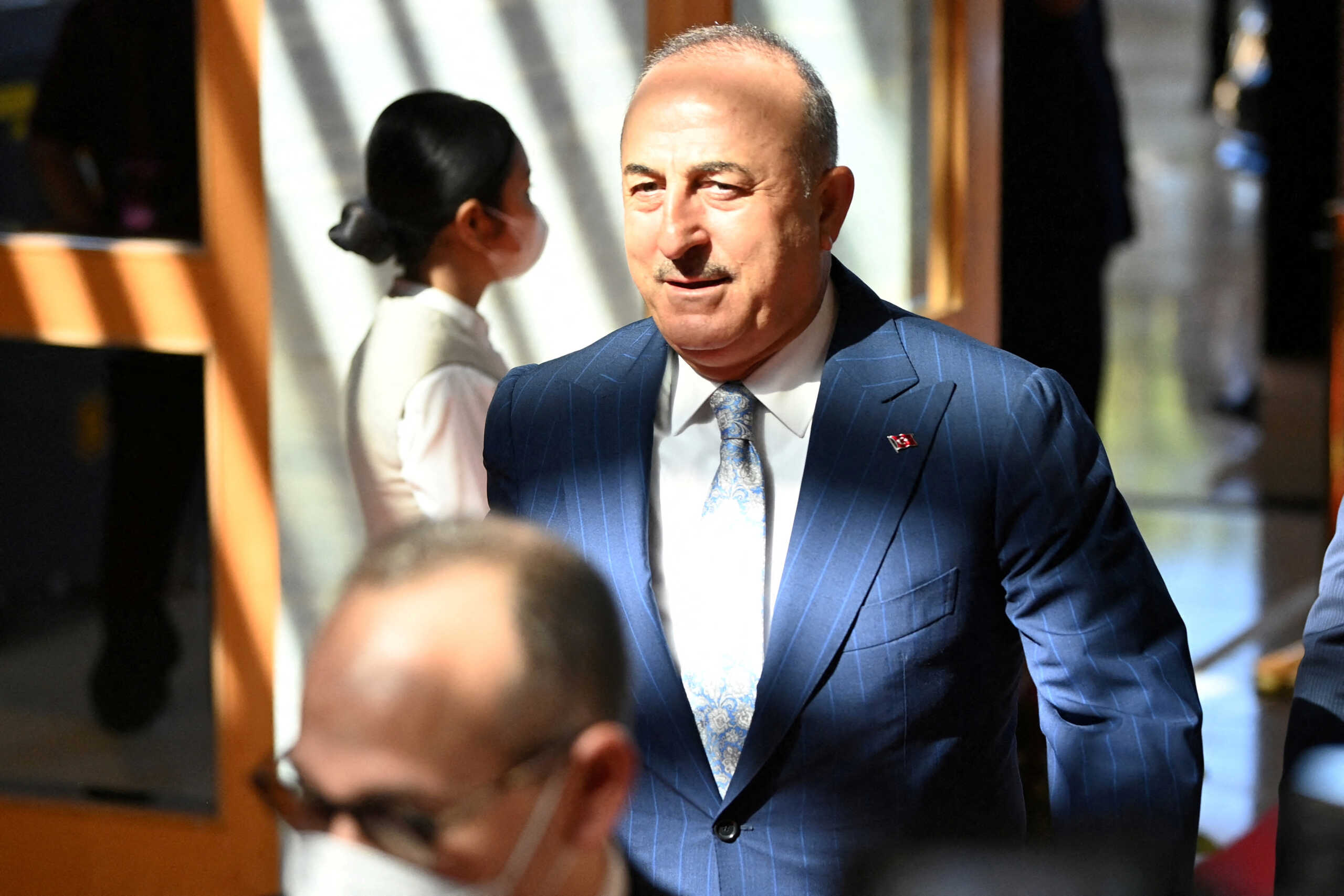 FILE PHOTO: Turkish Foreign Minister Mevlut Cavusoglu arrives at the G20 Foreign Ministers' Meeting in Nusa Dua, Bali, Indonesia July 8, 2022. Nyoman Budhiana