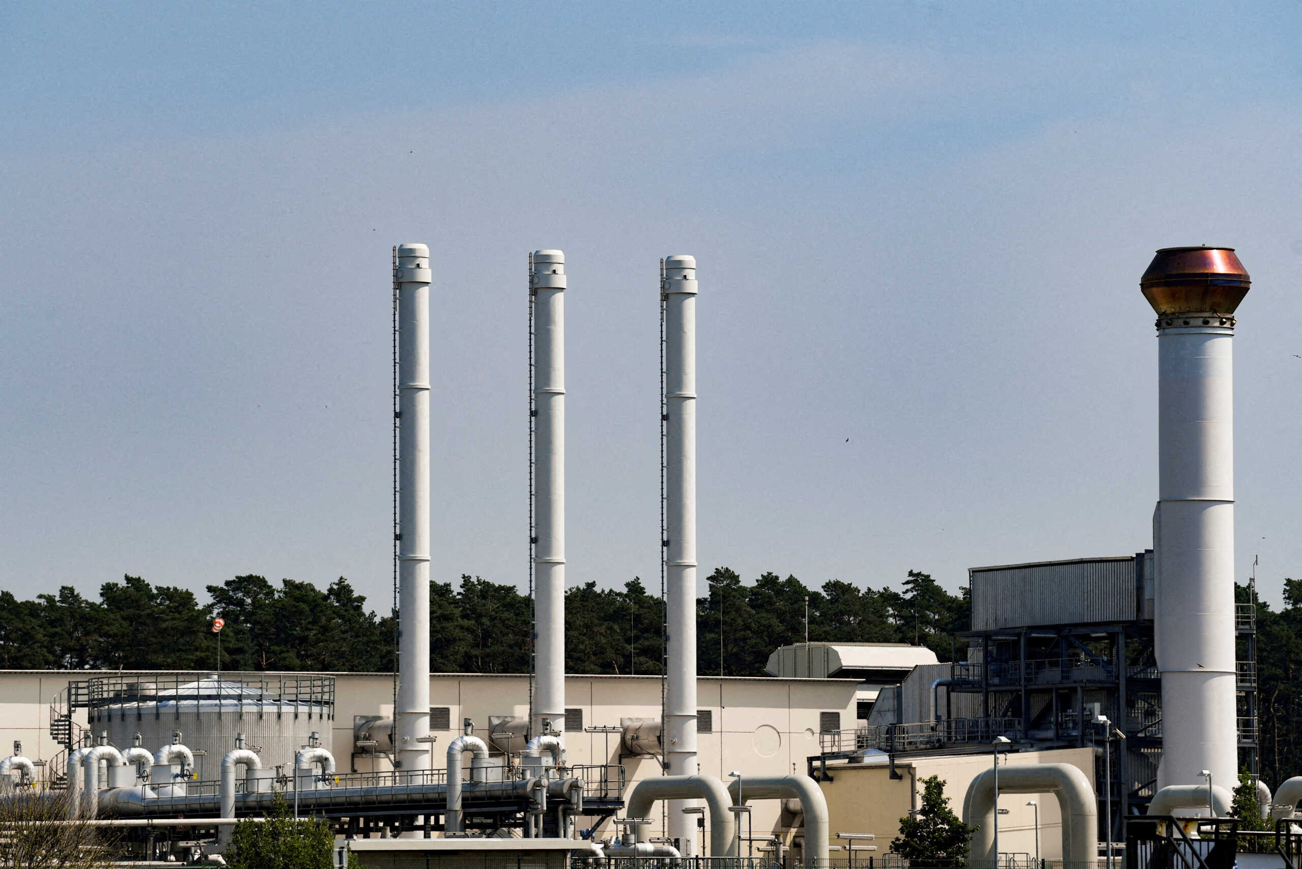 FILE PHOTO: Pipes at the landfall facilities of the 'Nord Stream 1' gas pipeline in Lubmin, Germany, July 21, 2022. REUTERS