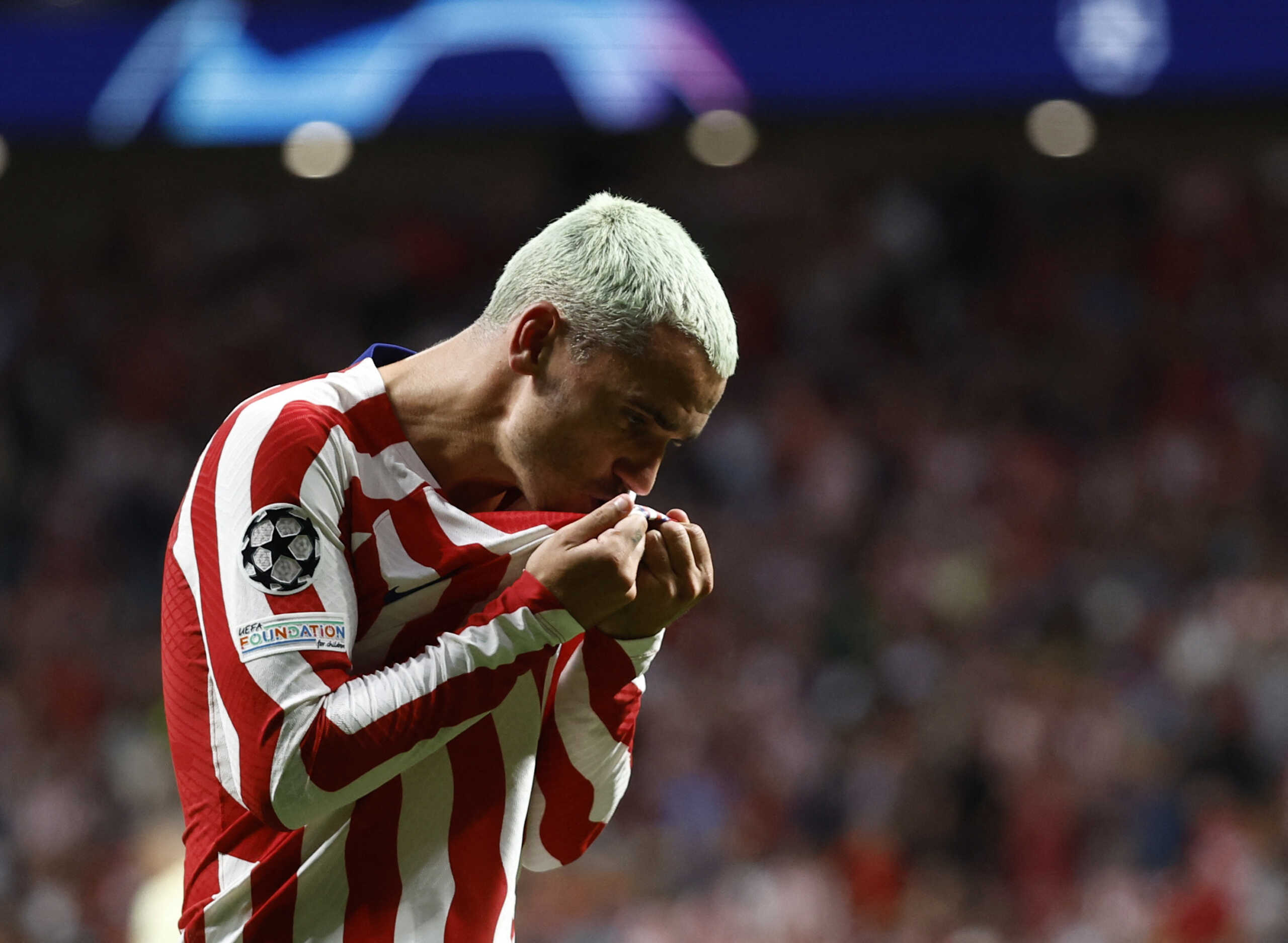 Soccer Football - Champions League - Group B - Atletico Madrid v FC Porto - Metropolitano, Madrid, Spain - September 7, 2022 Atletico Madrid's Antoine Griezmann celebrates scoring their second goal REUTERS