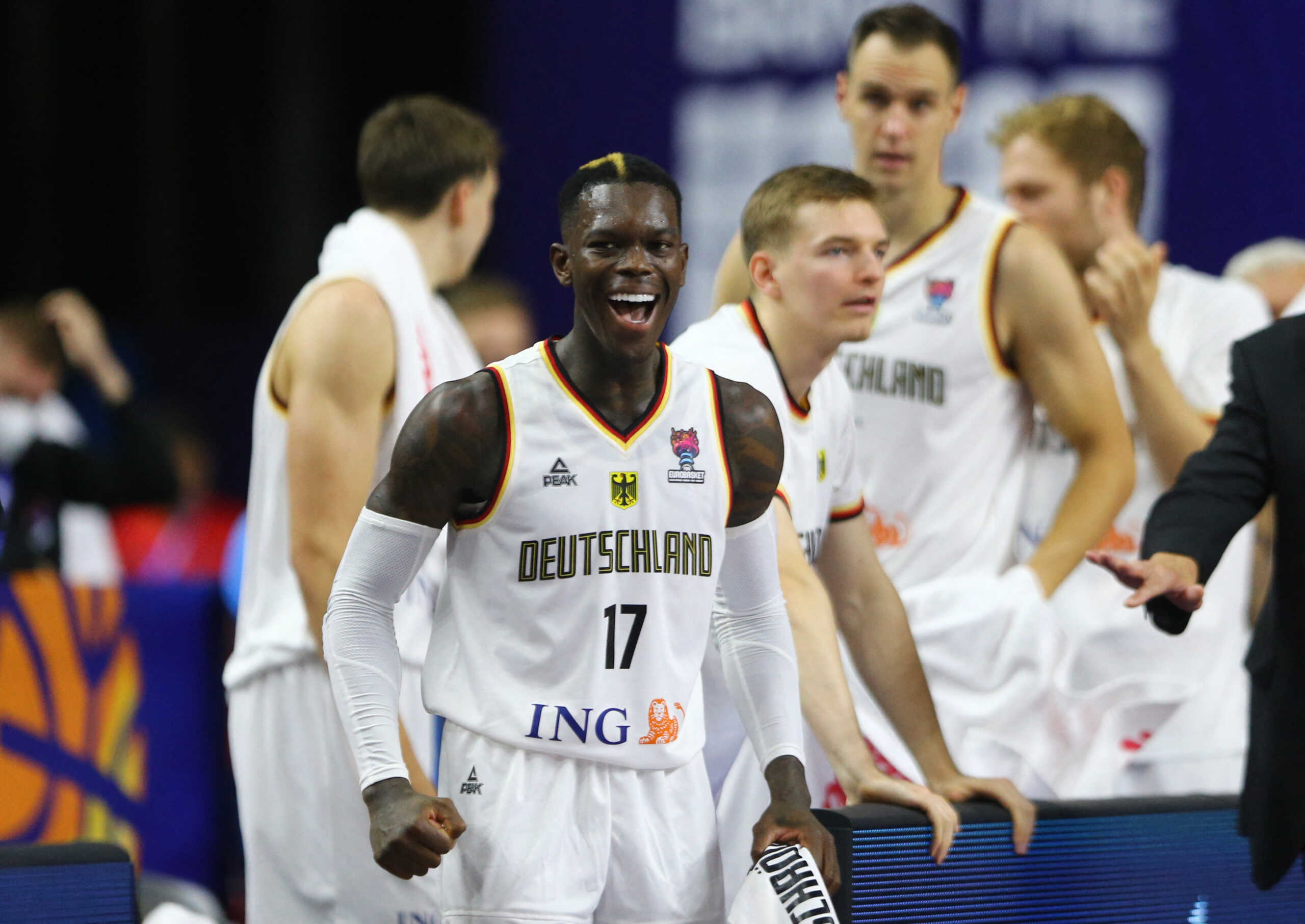 Basketball - EuroBasket Championship - Group A - Germany v Bosnia and Herzegovina - Cologne Arena, Cologne, Germany- September 3, 2022 Germany's Dennis Schroder celebrates after the match REUTERS