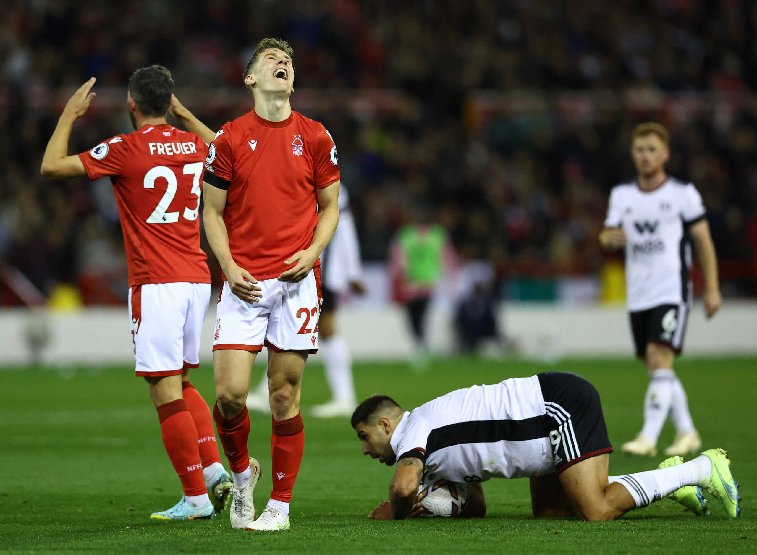 Soccer Football - Premier League - Nottingham Forest v Fulham - The City Ground, Nottingham, Britain - September 16, 2022  Nottingham Forest's Ryan Yates reacts REUTERS