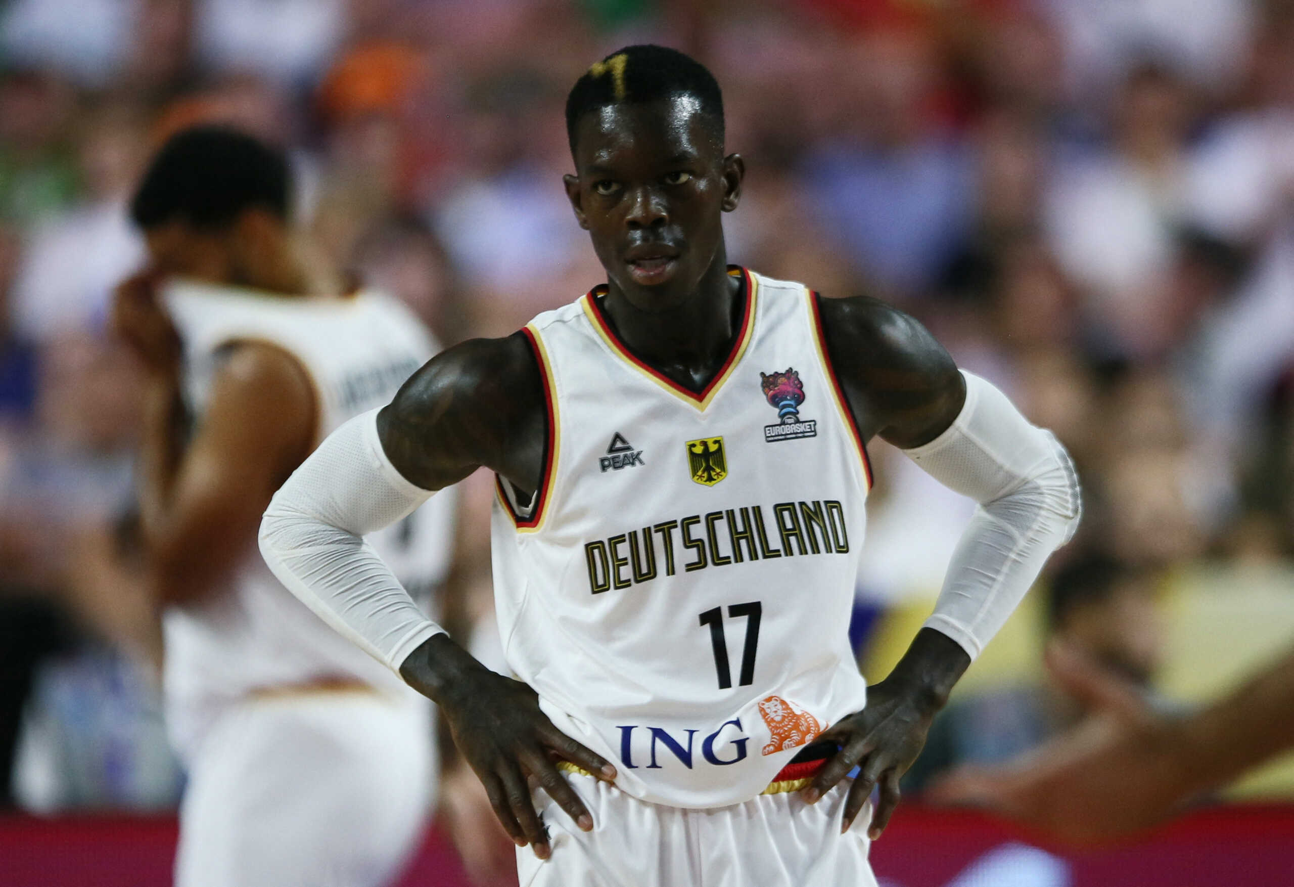 Basketball - EuroBasket Championship - Group B - Germany v Slovenia - Cologne Arena, Cologne, Germany - September 6, 2022 Germany's Dennis Schroder reacts REUTERS