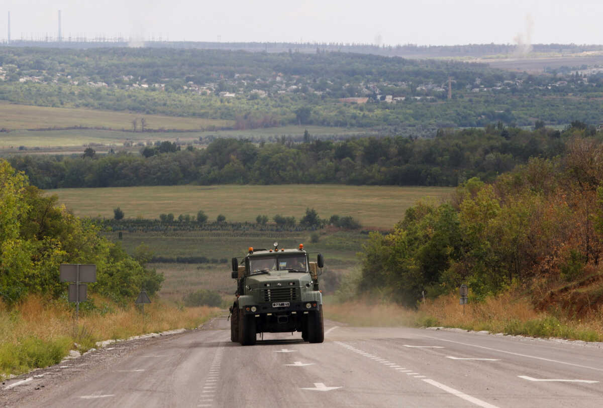 Ukrainian militaries drive out of Bakhmut, a war-affected area in eastern Ukraine, as Russia's attack in Ukraine continues, in Donetsk region, Ukraine, September 5, 2022. REUTERS