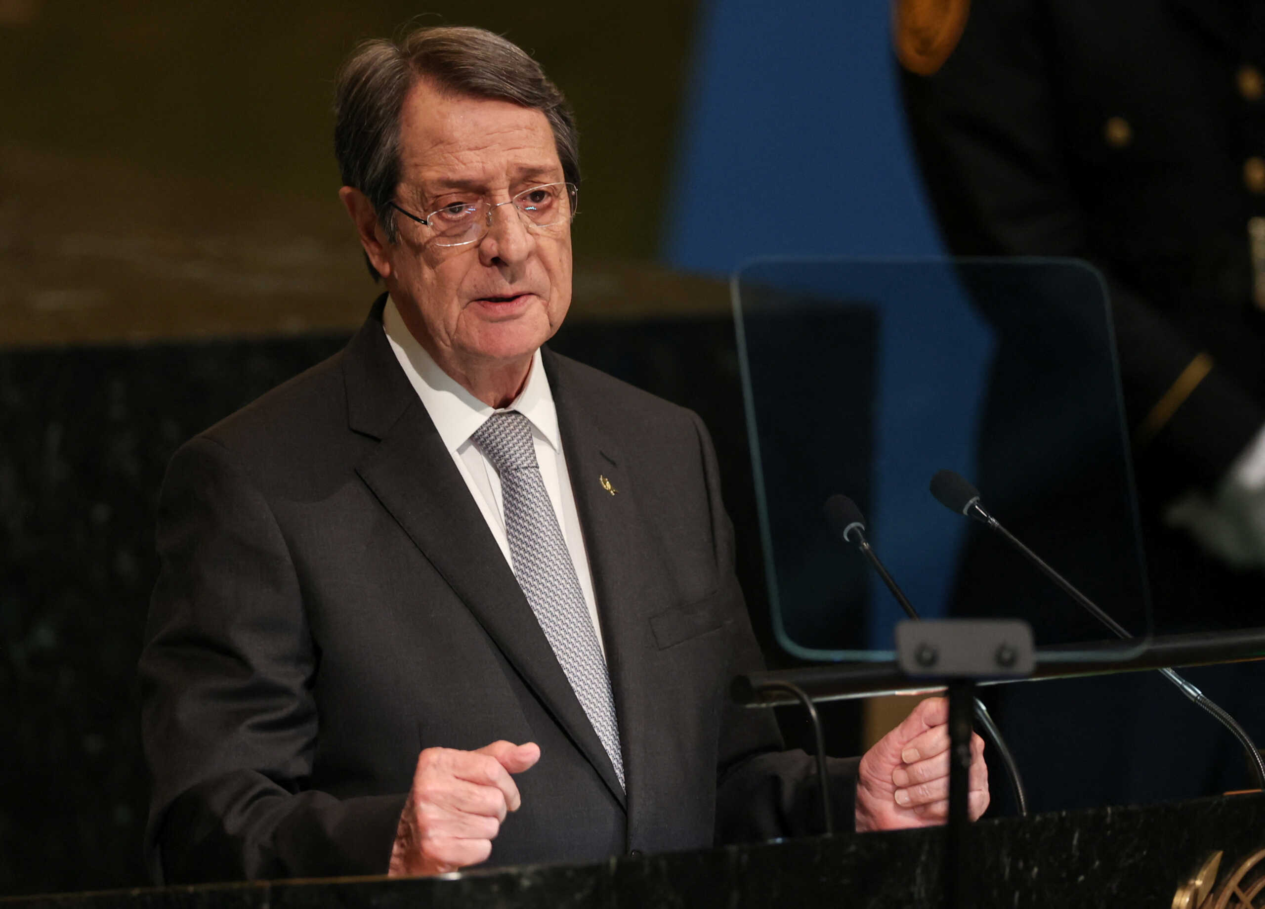 Cyprus President Nicos Anastasiades addresses the 77th United Nations General Assembly at U.N. headquarters in New York City, New York, U.S., September 23, 2022. REUTERS