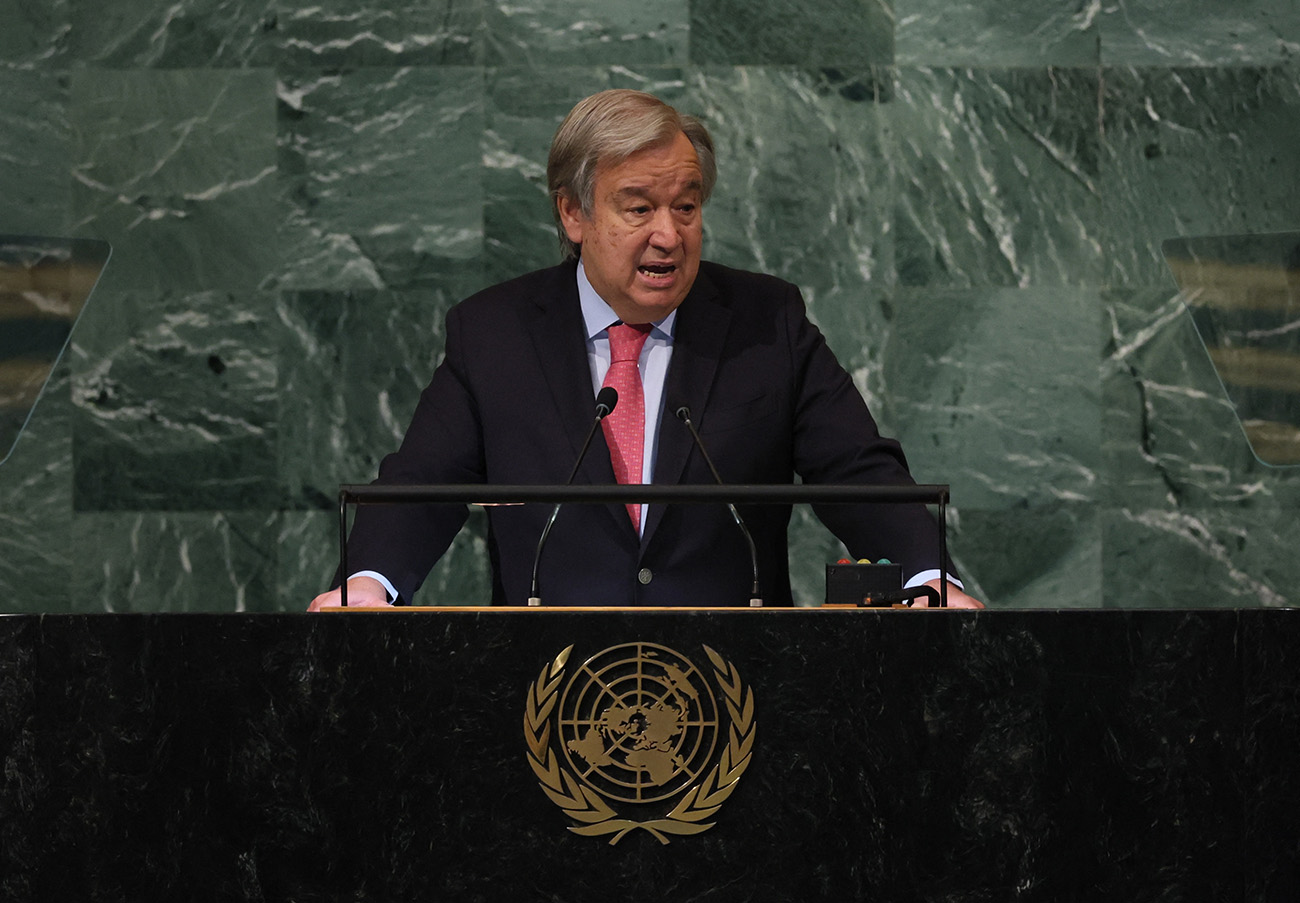 United Nations Secretary-General Antonio Guterres addresses the 77th Session of the United Nations General Assembly at U.N. Headquarters in New York City, U.S., September 20, 2022. REUTERS