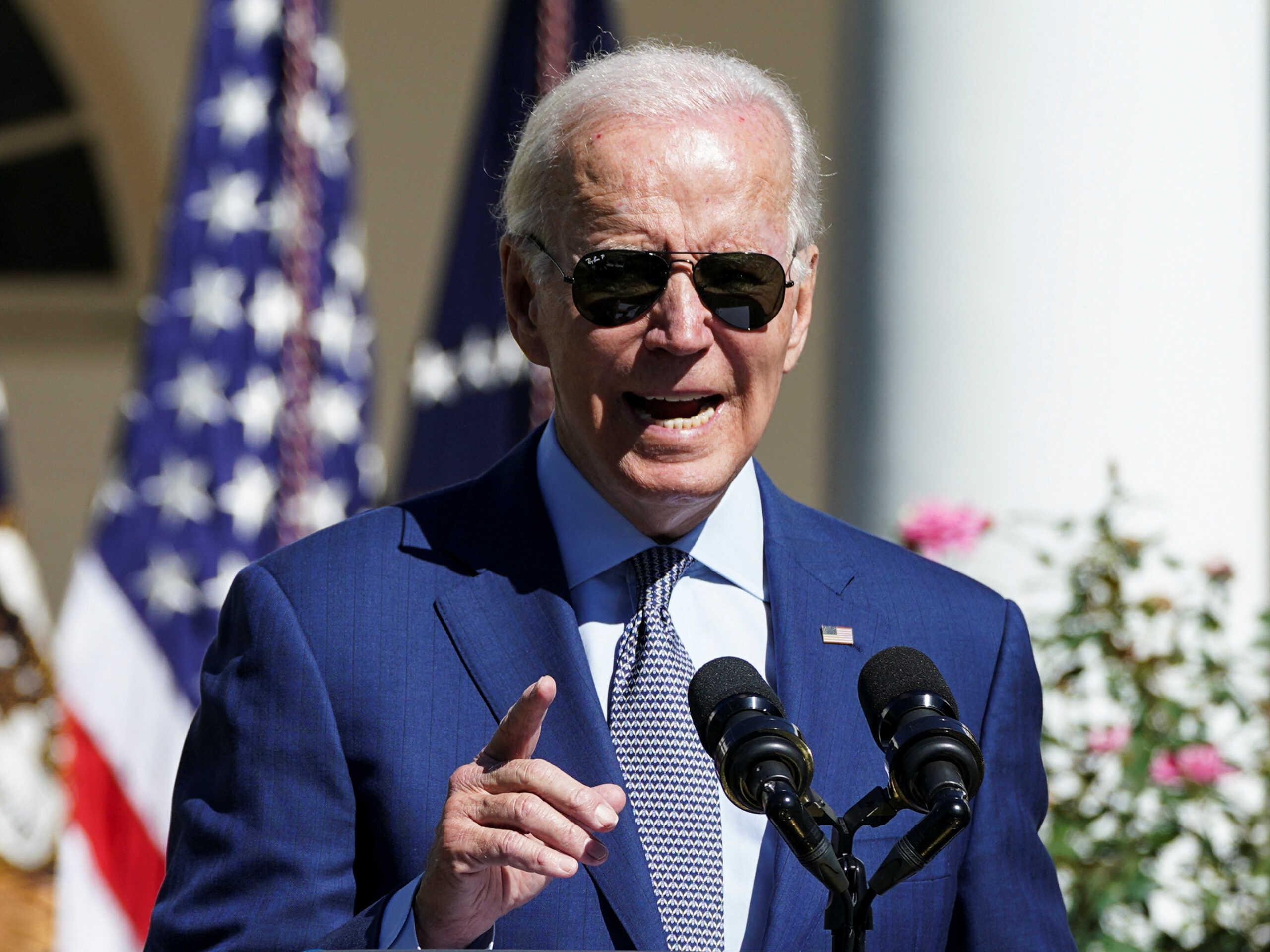 U.S. President Joe Biden delivers remarks on the Americans with Disabilities Act and "Disability Pride Month," in the Rose Garden at the White House in Washington, U.S., September 28, 2022. REUTERS