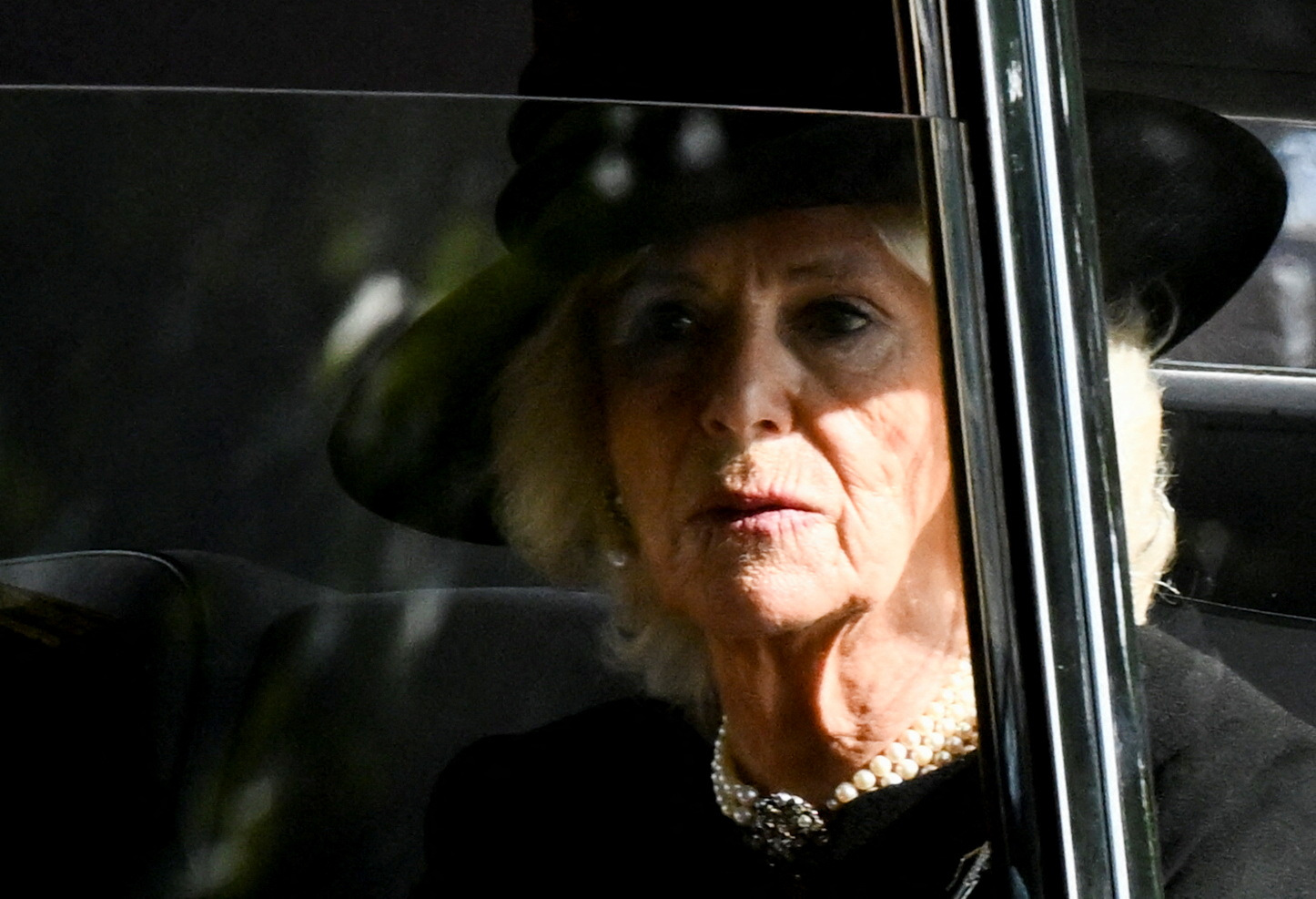 Britain?s Queen Camilla attends the procession of the coffin of Britain's Queen Elizabeth from Buckingham Palace to the Houses of Parliament for her lying in state, in London, Britain, September 14, 2022.  REUTERS