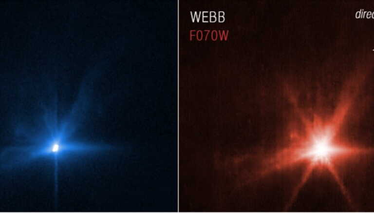 Η στιγμή που το Dart χτυπά τον αστεροειδή - Φωτογραφίες από τα τηλεσκόπια Webb και Hubble