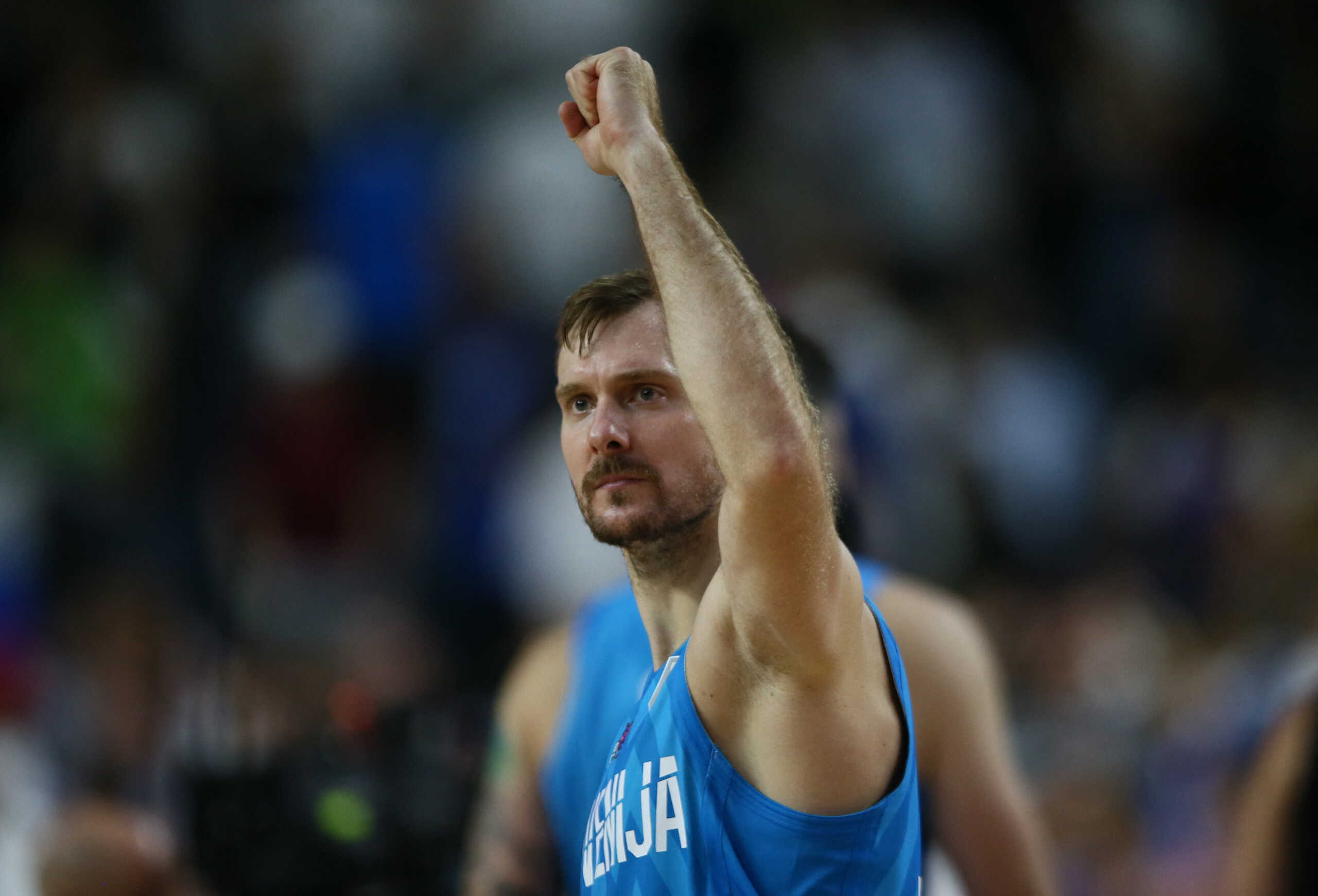 Basketball - EuroBasket Championship - Group B - Germany v Slovenia - Cologne Arena, Cologne, Germany - September 6, 2022 Slovenia's Zoran Dragic celebrates after the match REUTERS