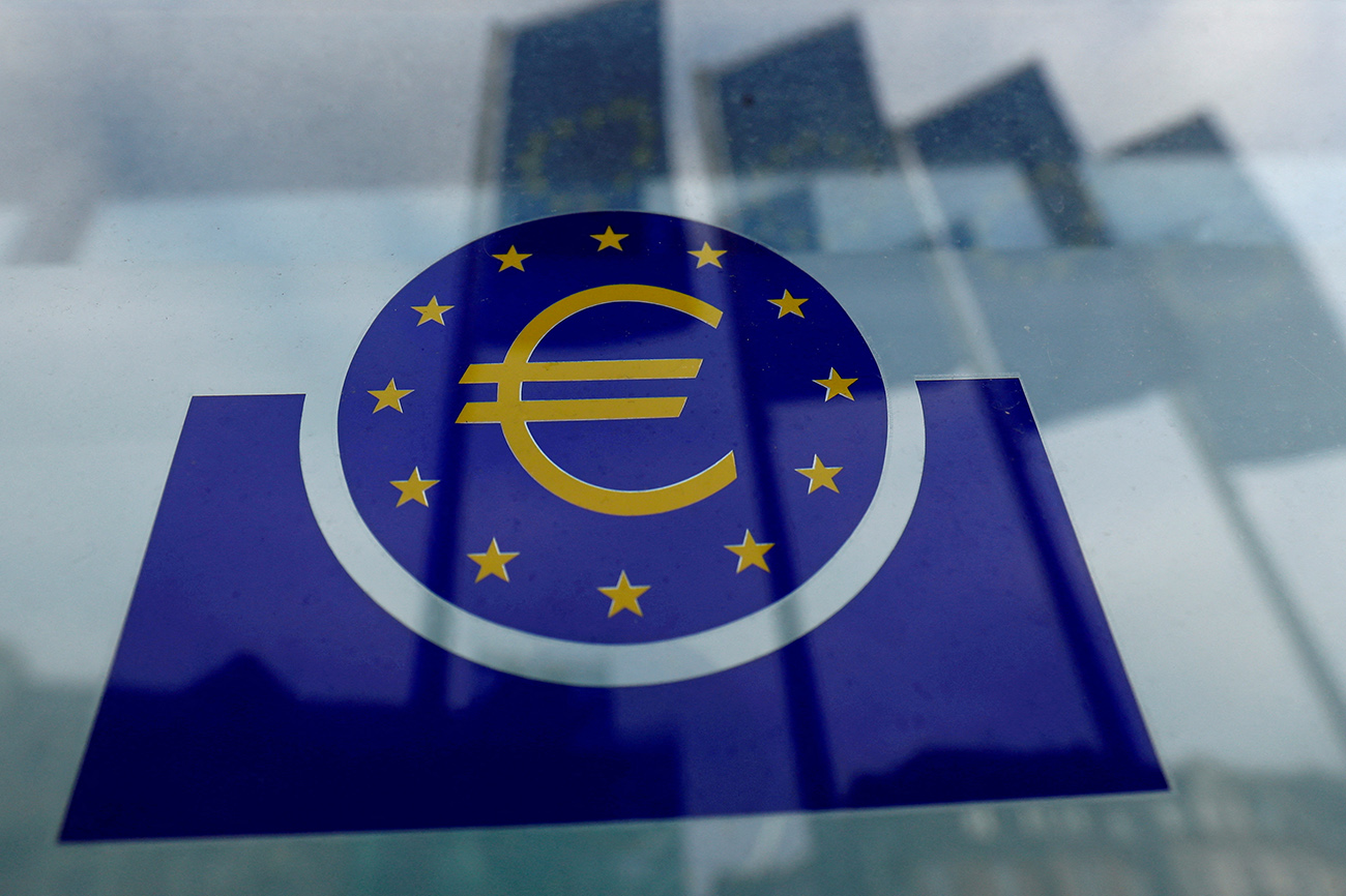 FILE PHOTO: The European Central Bank (ECB) logo in Frankfurt, Germany, January 23, 2020. REUTERS