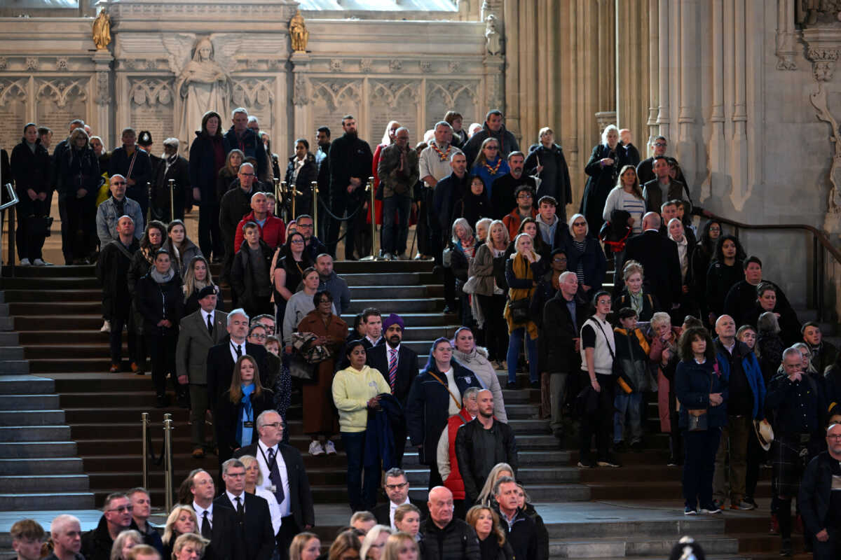 People pay respects to Britain's Queen Elizabeth, following her death, as she lies in state, in London, Britain September 17, 2022.  UK Parliament
