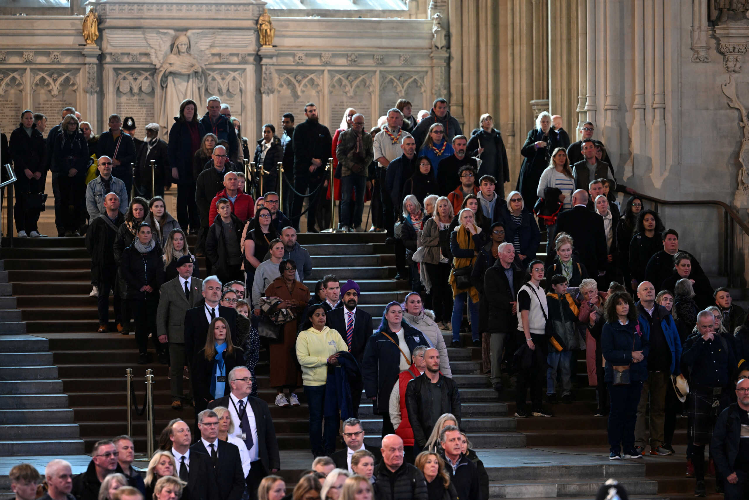 People pay respects to Britain's Queen Elizabeth, following her death, as she lies in state, in London, Britain September 17, 2022.  UK Parliament