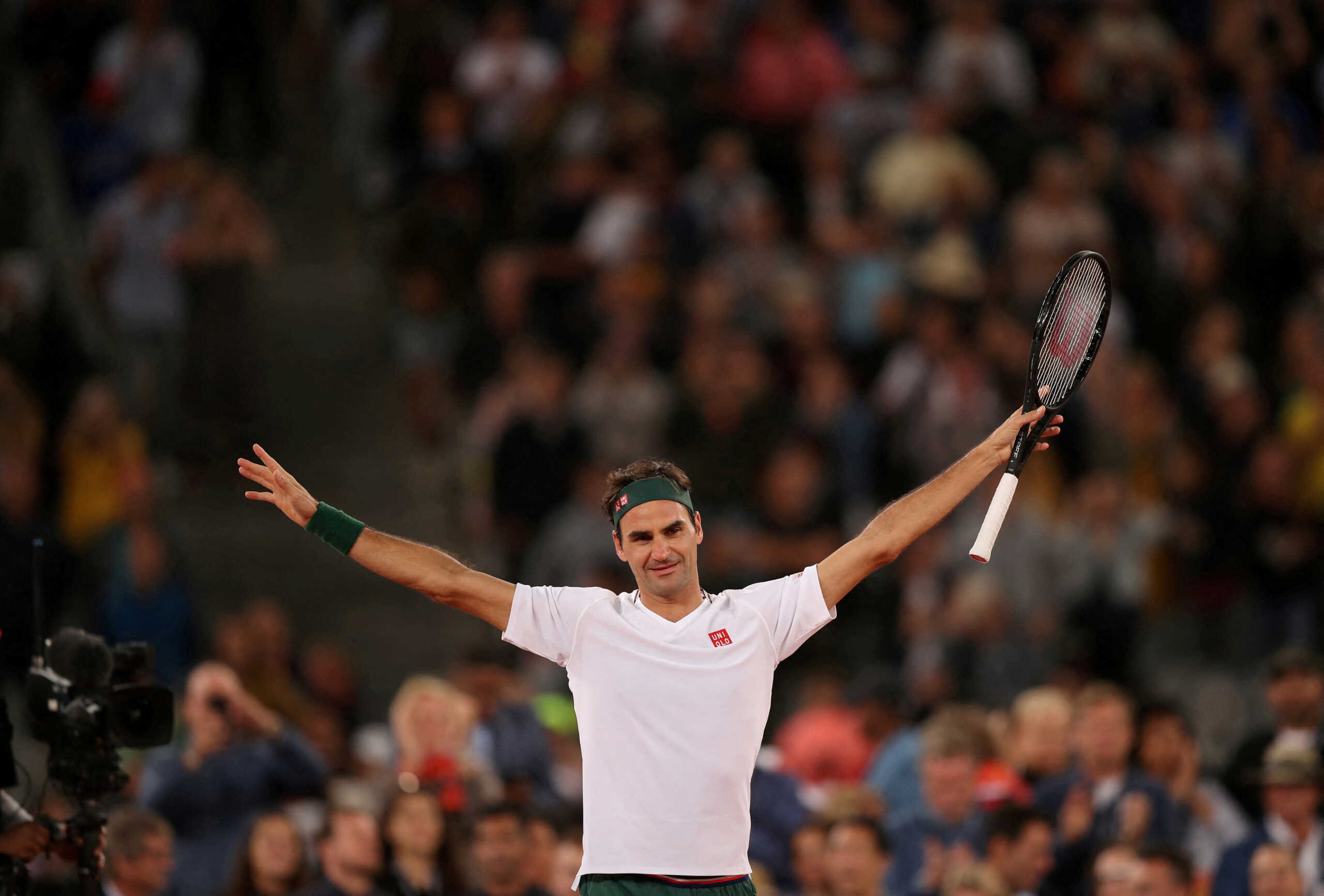 FILE PHOTO: Tennis - "The Match In Africa" Exhibition Match - Cape Town Stadium, Cape Town, South Africa - February 7, 2020   Switzerland's Roger Federer celebrates after winning the exhibition match against Spain's Rafael Nadal   REUTERS