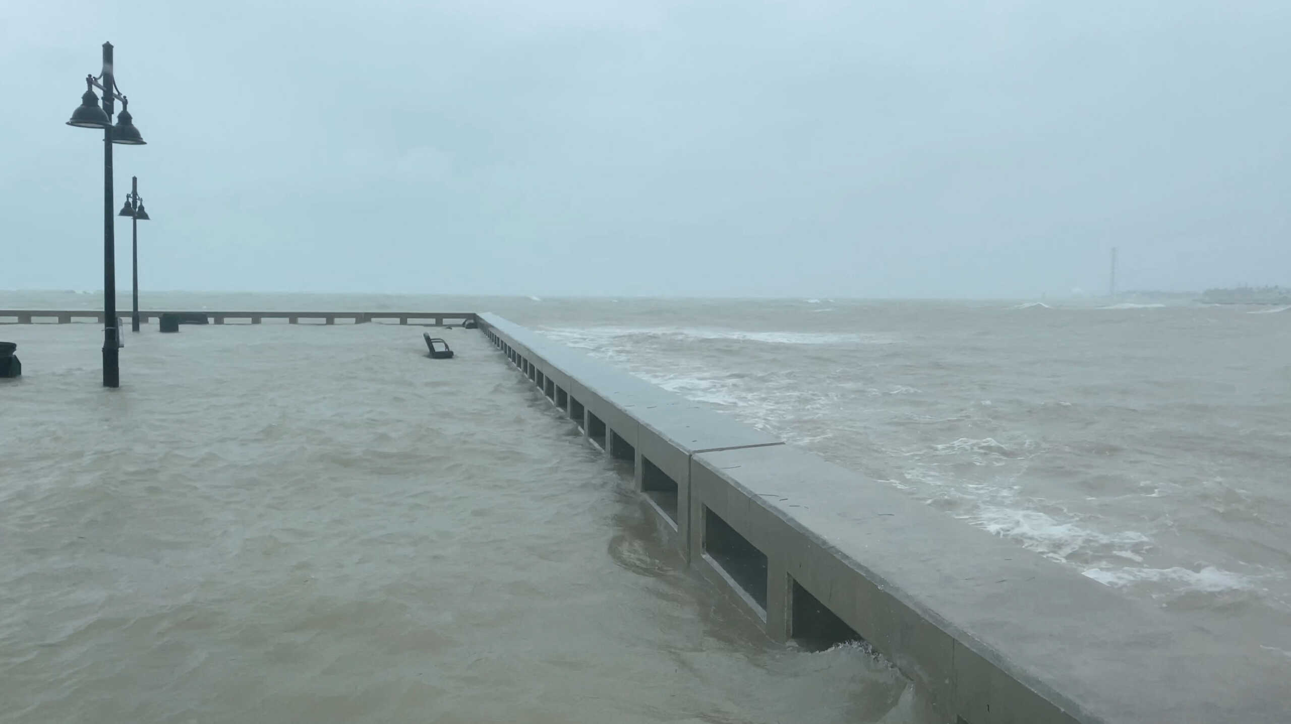 View of the Key West pier flooded as Hurricane Ian approaches, in Key West, Florida, U.S., September 27, 2022, in this screen grab taken from a social media video. Gwen Filosa