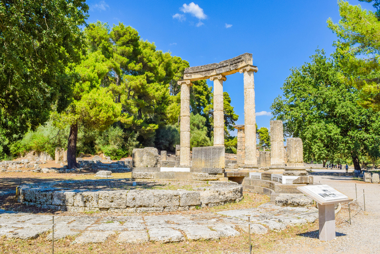 Ruins of the Philippeion, Olympia. The site of the founding of the Olympic Games.