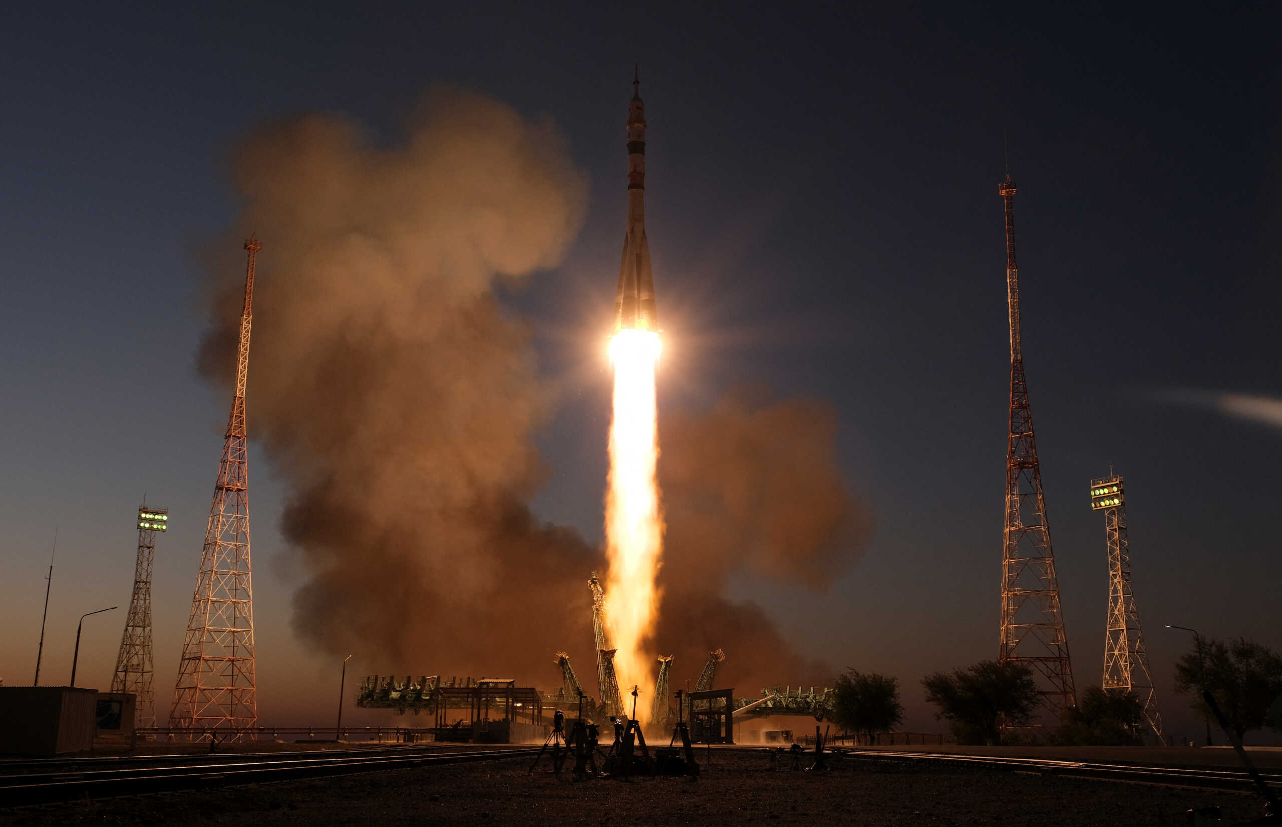 NASA astronaut Frank Rubio, along with Roscosmos cosmonauts Sergey Prokopyev and Dmitry Petelin, blasts off to the International Space Station (ISS) at the Baikonur Cosmodrome, Kazakhstan September 21, 2022. REUTERS
