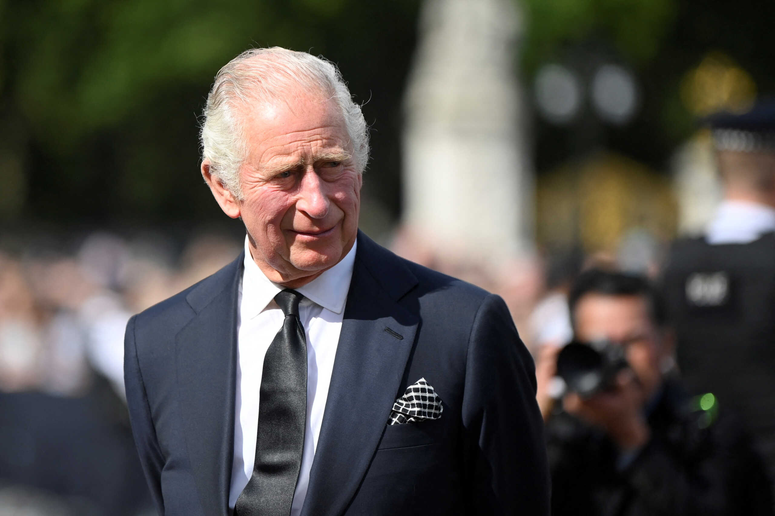 Britain's King Charles looks on outside Buckingham Palace, following the passing of Britain's Queen Elizabeth, in London, Britain, September 9, 2022. REUTERS