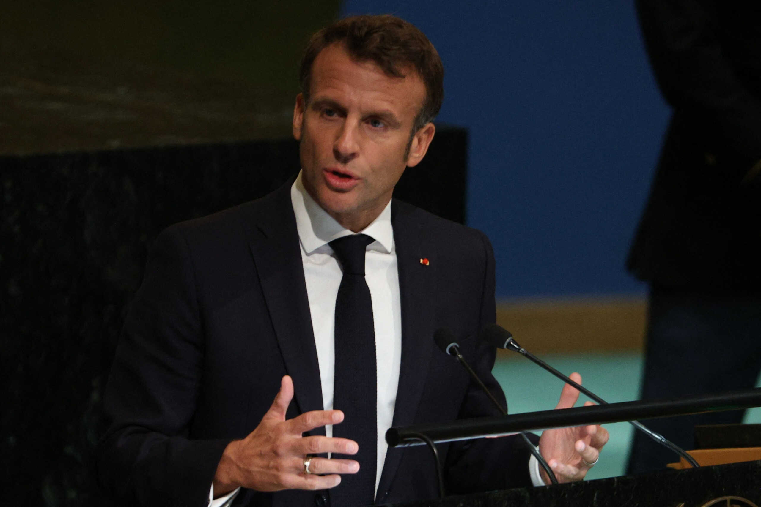 France's President Emmanuel Macron addresses the 77th Session of the United Nations General Assembly at U.N. Headquarters in New York City, U.S., September 20, 2022. REUTERS