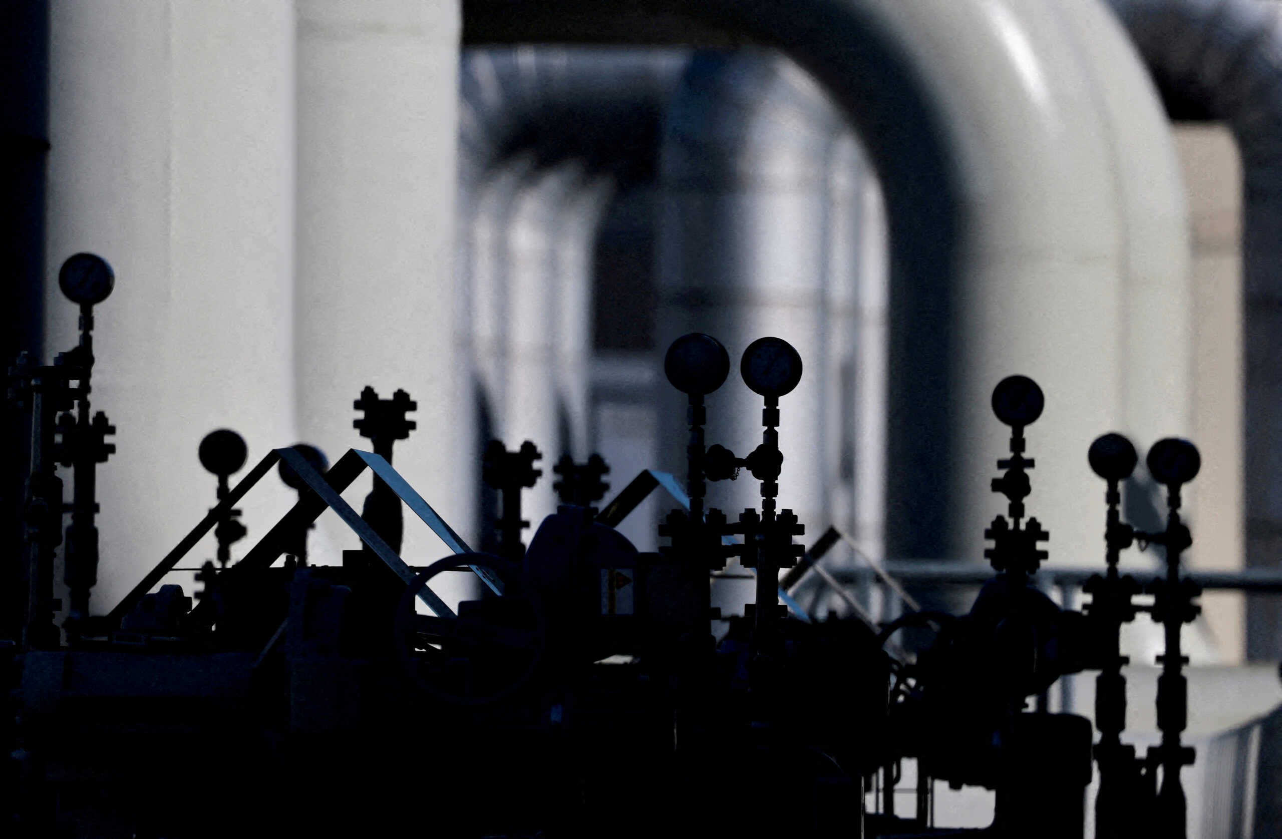 FILE PHOTO: Pipes at the landfall facilities of the 'Nord Stream 1' gas pipeline are pictured in Lubmin, Germany, March 8, 2022. REUTERS
