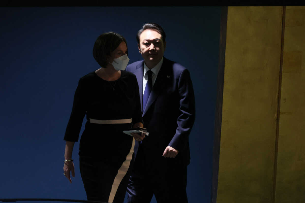 South Korea's President Yoon Suk Yeol arrives to address the 77th Session of the United Nations General Assembly at U.N. Headquarters in New York City, U.S., September 20, 2022. REUTERS