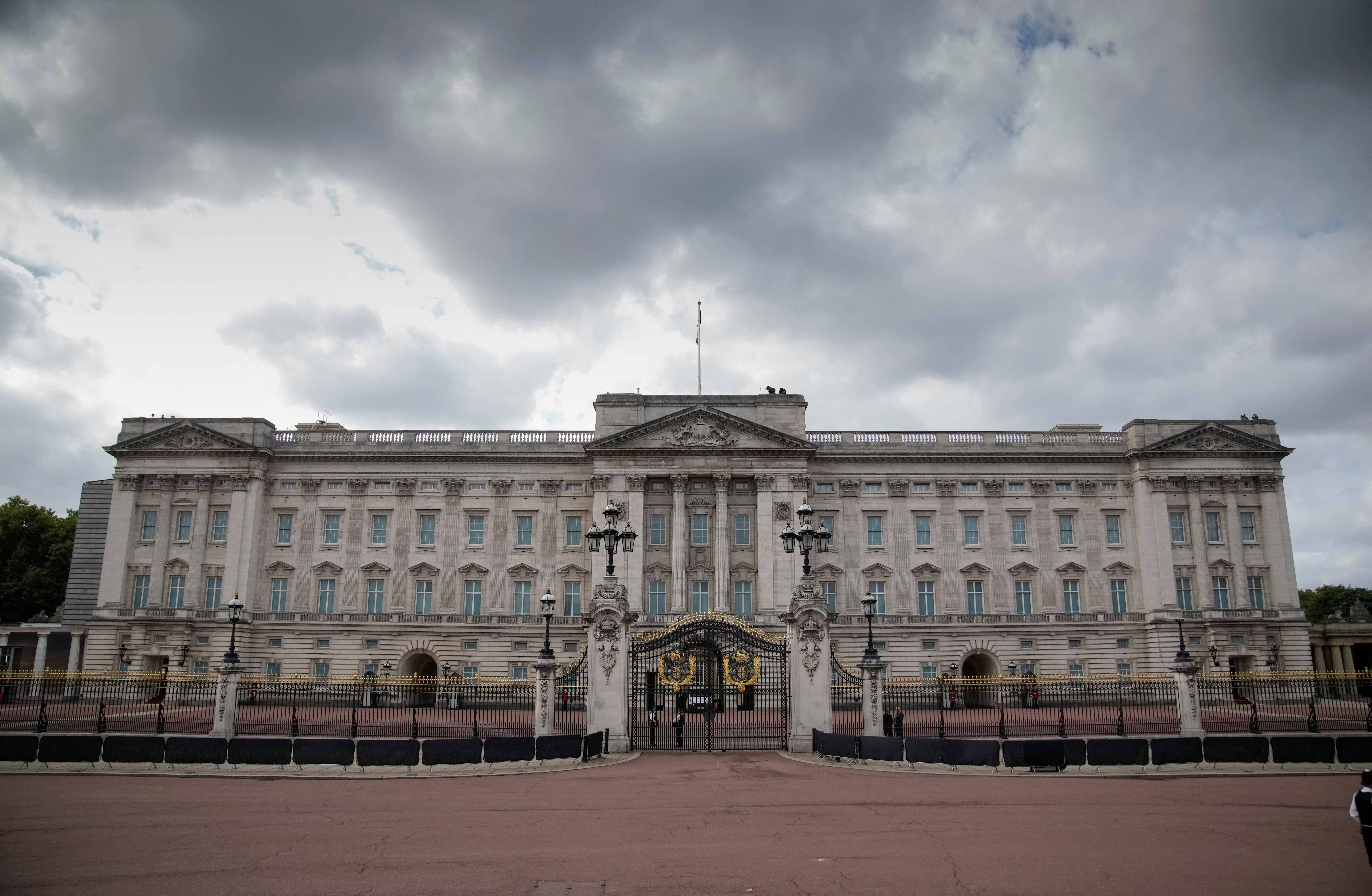View of Buckingham Palace from where the coffin of late Queen Elizabeth II will depart in procession to Westminster Hall in London, Wednesday, Sept. 14, 2022.  Christophe Ena