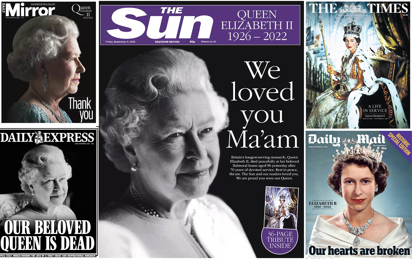 Βασίλισσα Ελισάβετ: Ο βρετανικός Τύπος την αποχαιρετά με σπαρακτικά πρωτοσέλιδα