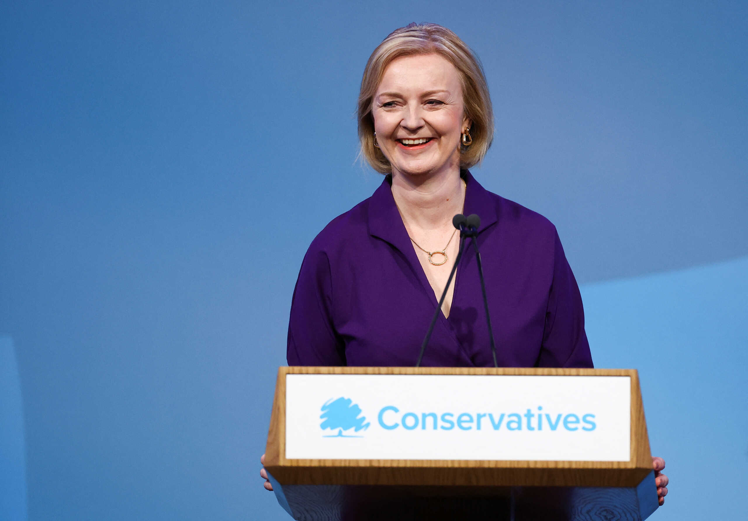 Liz Truss speaks after being announced as Britain's next Prime Minister at The Queen Elizabeth II Centre in London, Britain September 5, 2022. REUTERS