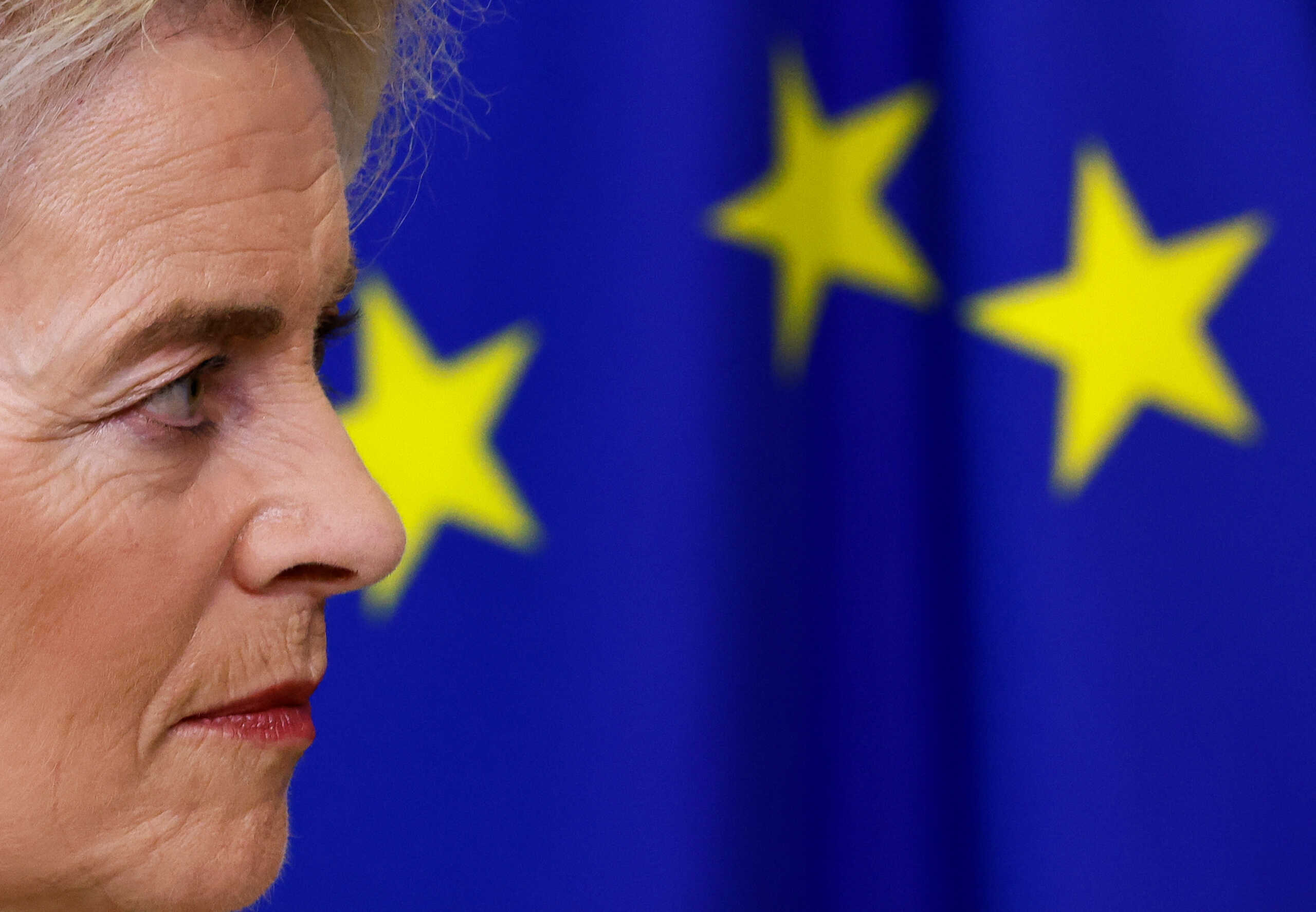 European Commission President Ursula von der Leyen addresses the media on the Ukraine crisis, in Brussels, Belgium, September 28, 2022. REUTERS