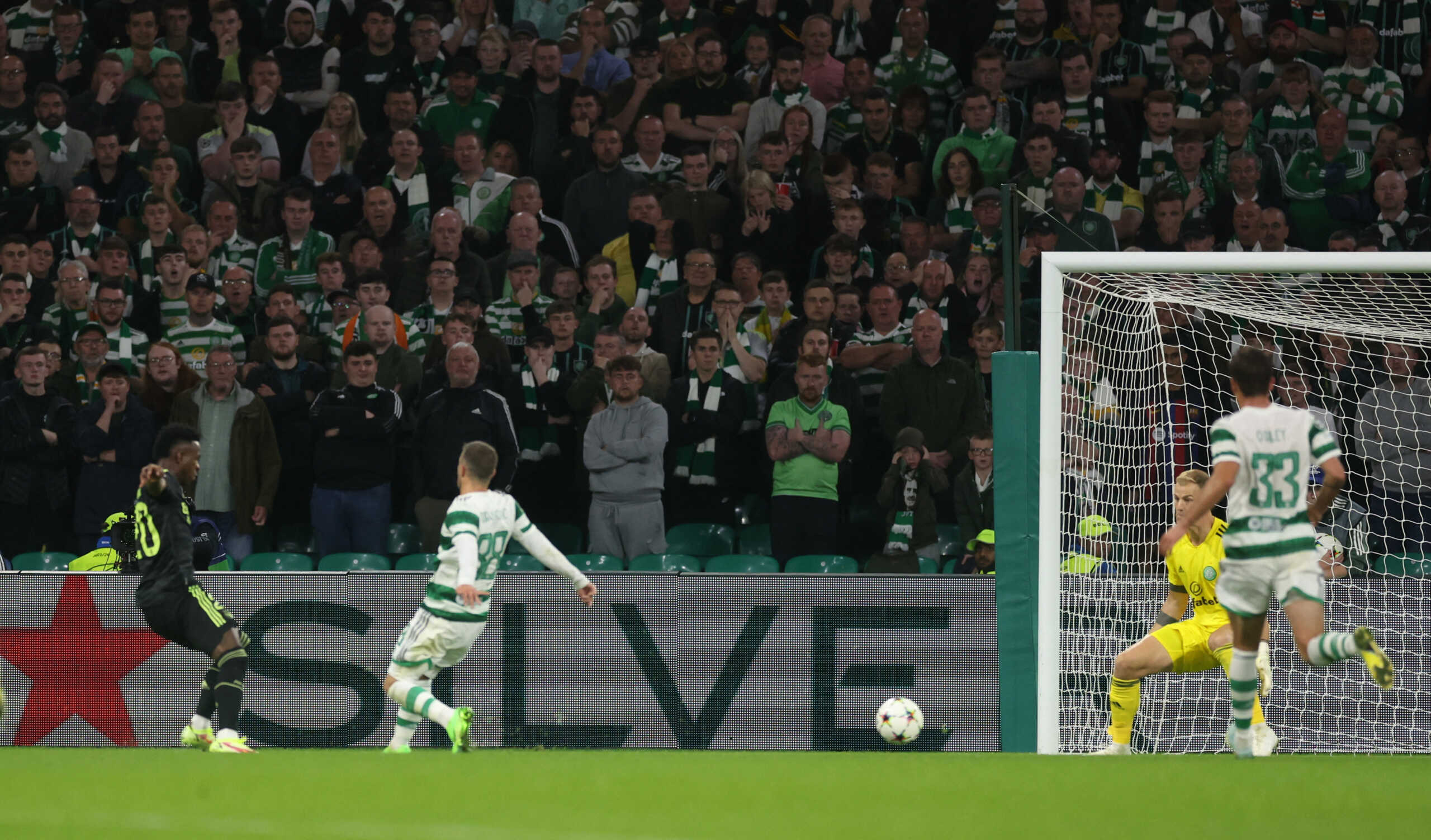 Soccer Football - Champions League - Group H - Celtic v Real Madrid - Celtic Park, Glasgow, Scotland, Britain - September 6, 2022 Real Madrid's Vinicius Junior scores their first goal Action Images via Reuters