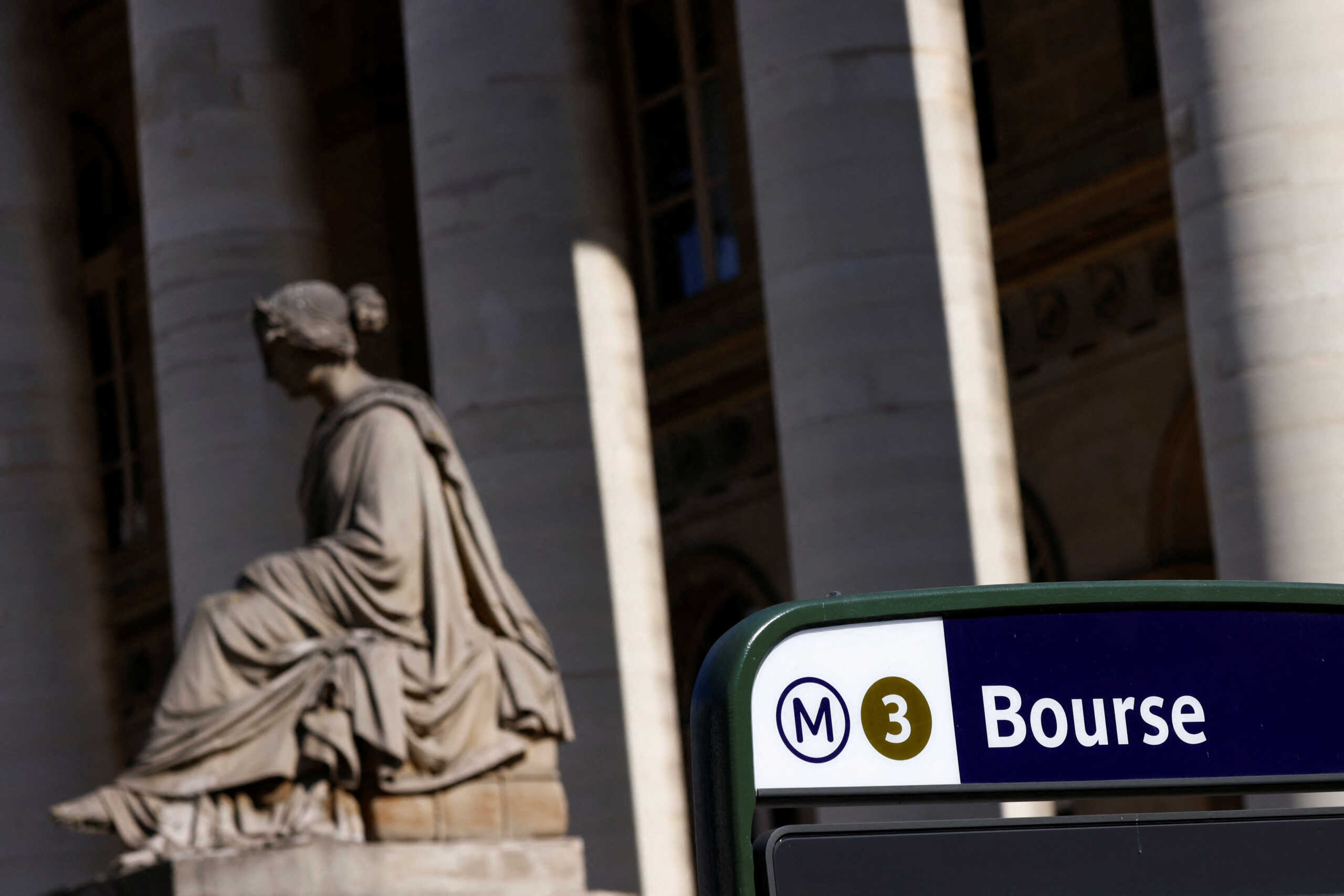 A view shows the Bourse metro station sign in front of the Palais Brogniard, former Paris Stock Exchange, located at Place de la Bourse in Paris, France, September 21, 2022. REUTERS