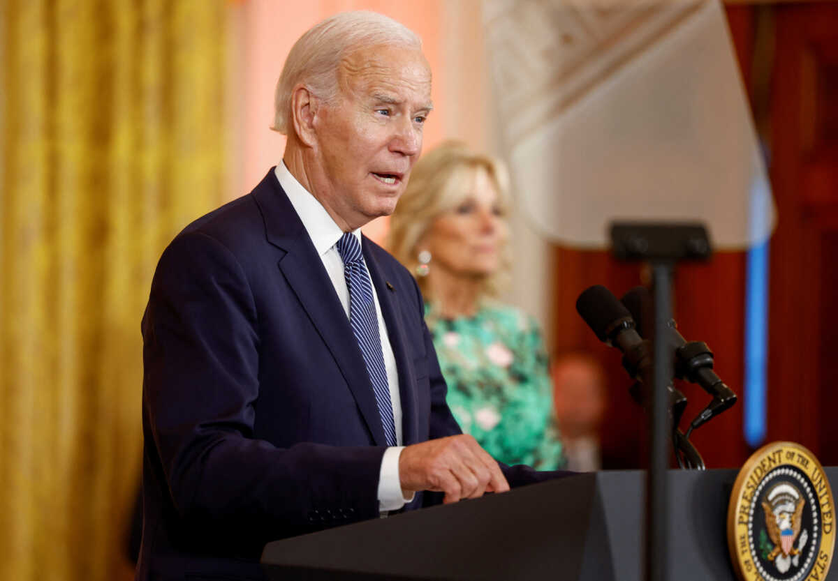 U.S. President Joe Biden speaks as he and first lady Jill Biden host a reception to celebrate Diwali in the East Room of the White House in Washington U.S., October 24, 2022 REUTERS