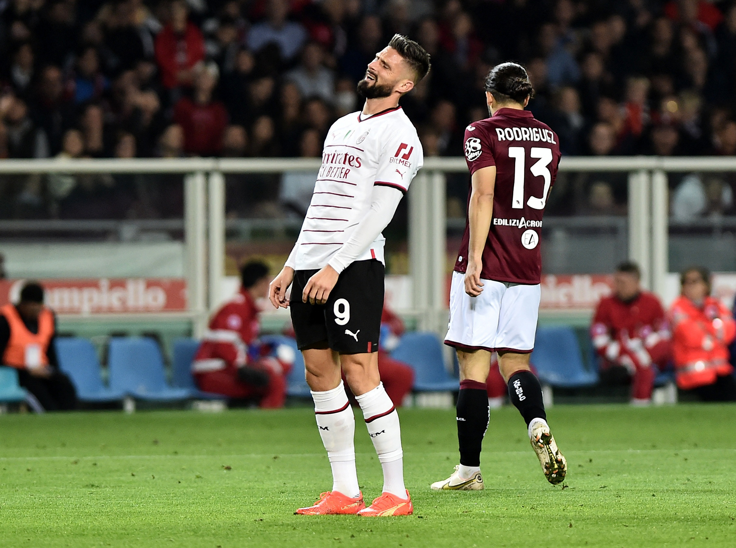 Soccer Football - Serie A - Torino v AC Milan - Stadio Olimpico Grande Torino, Turin, Italy - October 30, 2022 AC Milan's Olivier Giroud reacts REUTERS