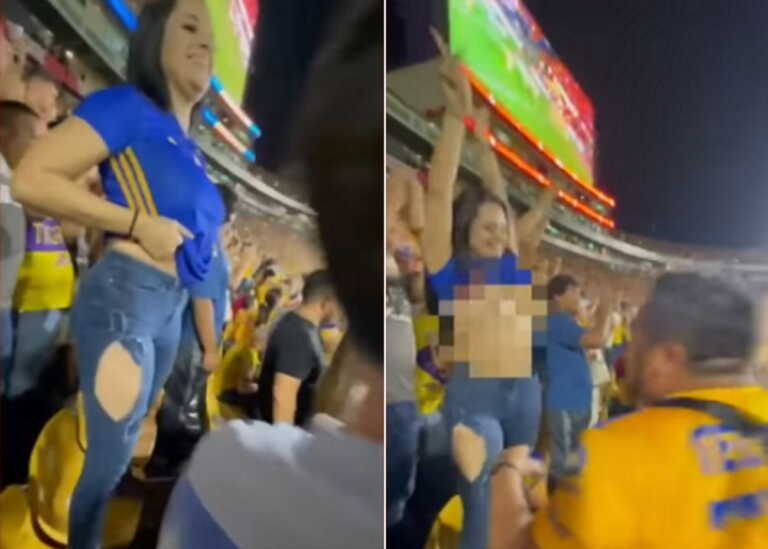 Η οπαδός... ξέφυγε στο γκολ της Τίγκρες! Έδειξε το στήθος της και πόζαρε σε selfie