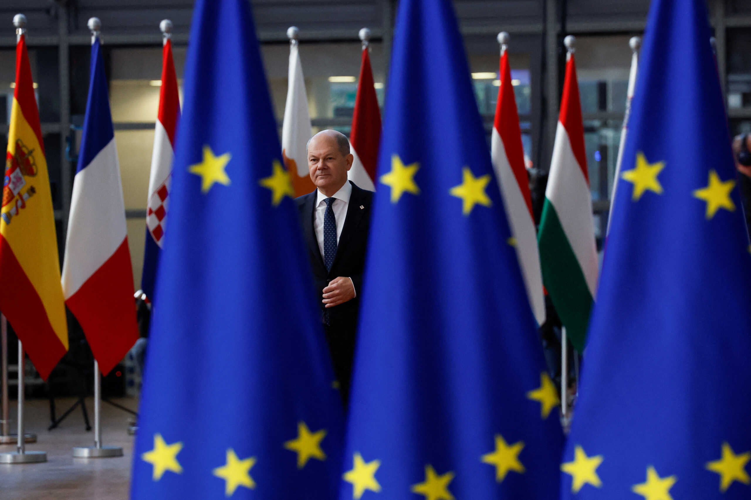Germany's Chancellor Olaf Scholz attends the European Union leaders' summit in Brussels, Belgium October 20, 2022. REUTERS